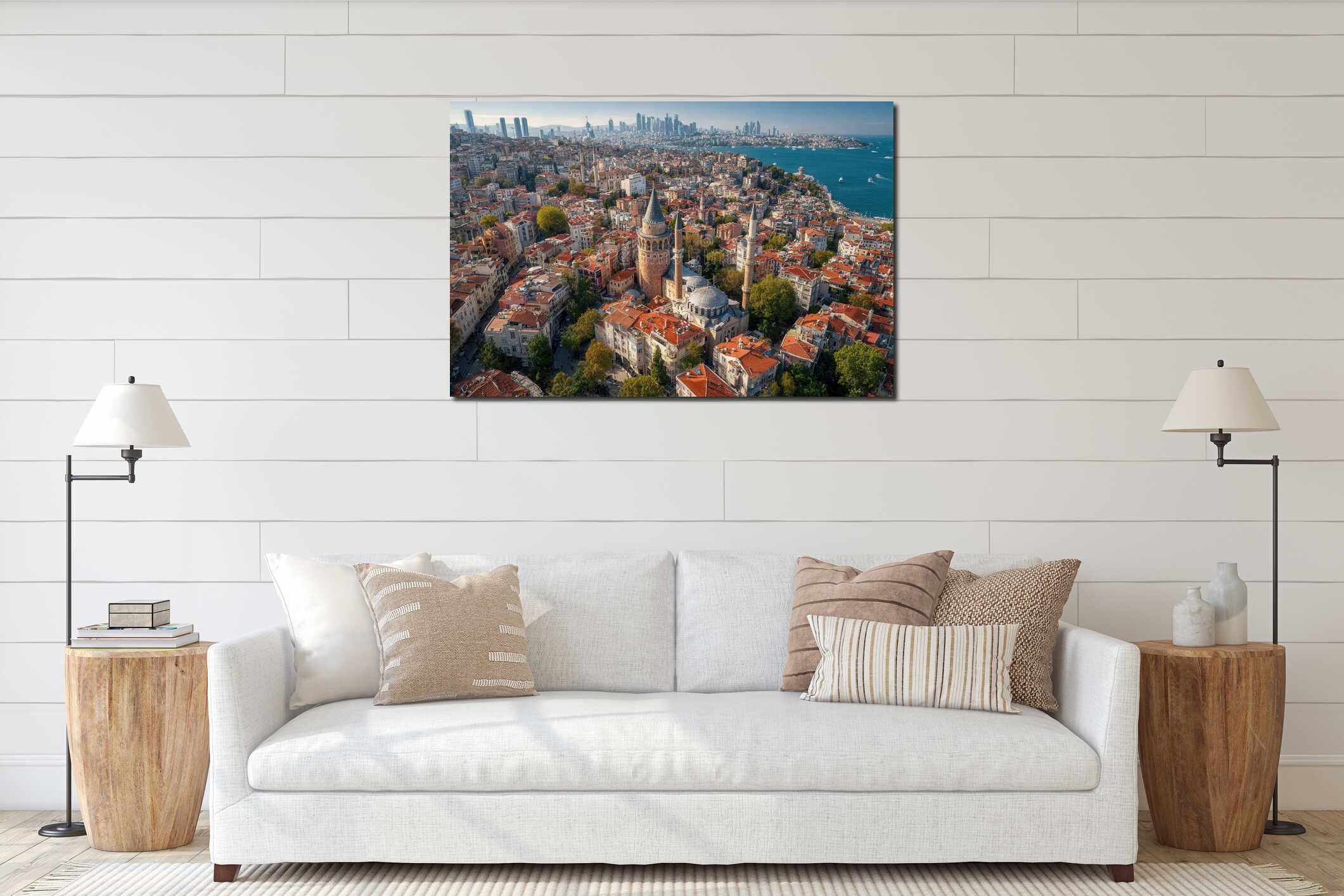Stunning aerial view of Istanbul showcasing historic architecture and vibrant city life interior mockup