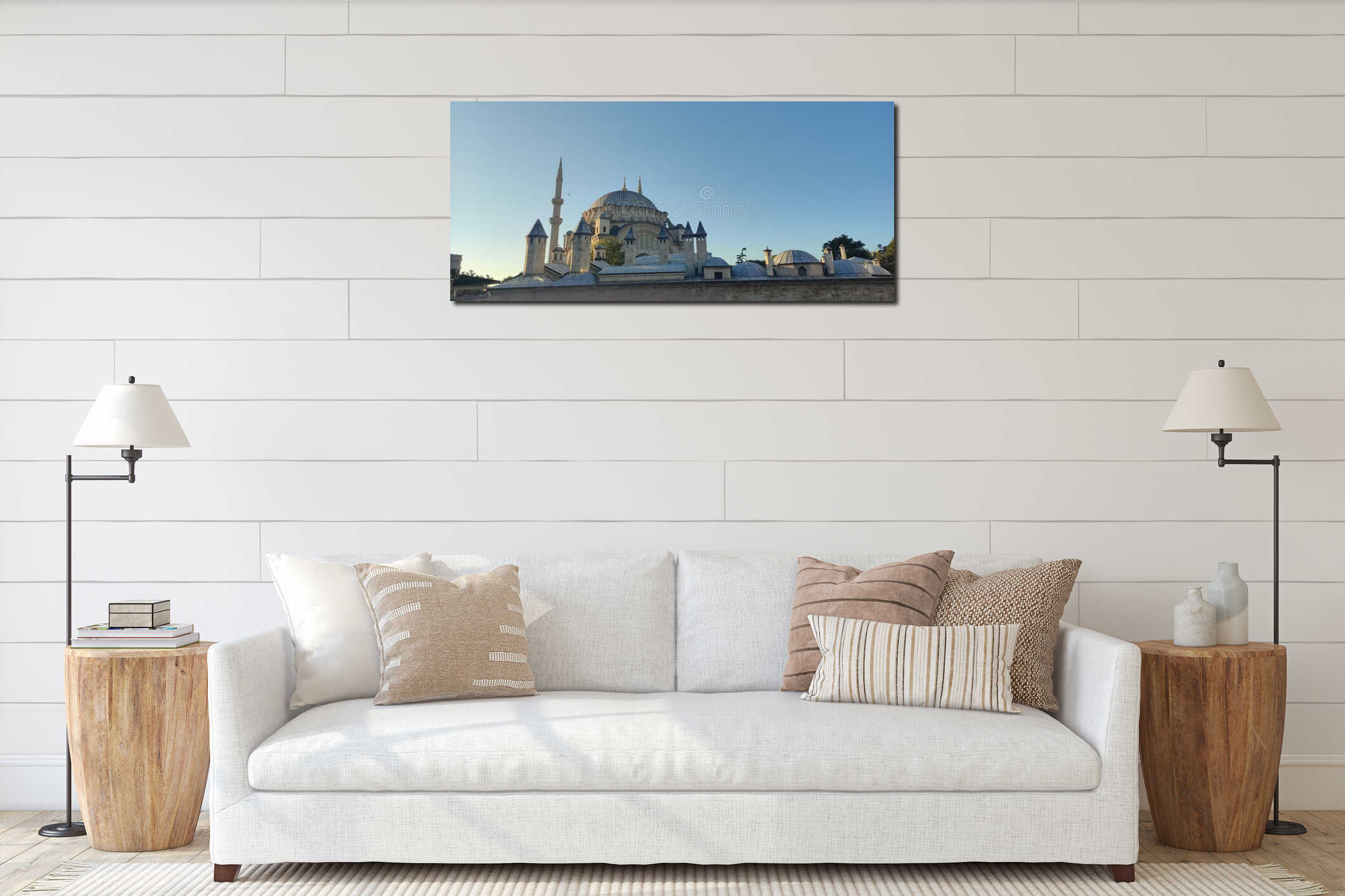 The Blue Mosque, beautiful landmark in city of Istanbul at Turkey interior mockup