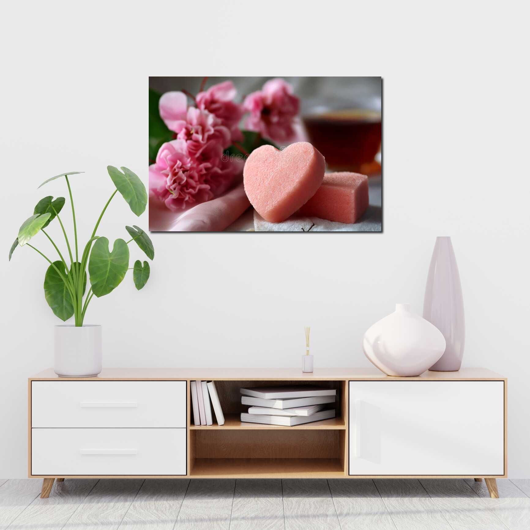 Canvas above sofa for size context