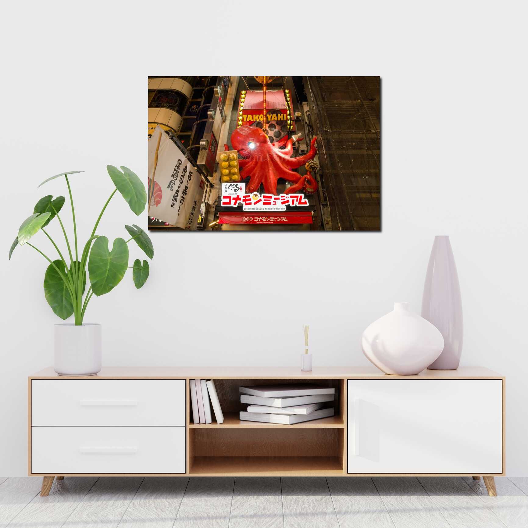 Canvas above sofa for size context