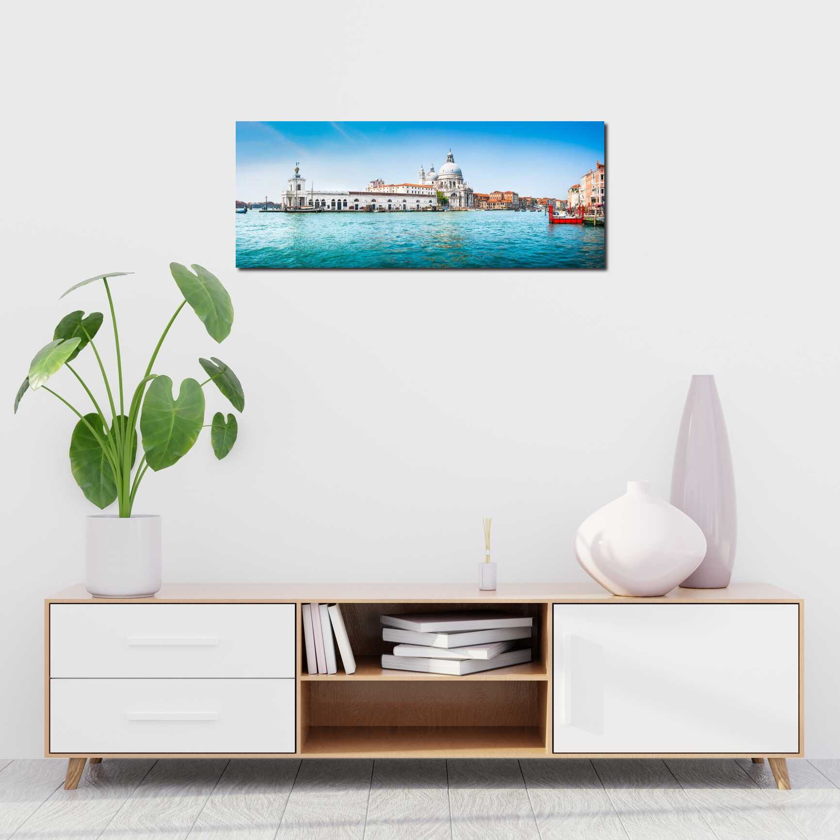 Canvas above sofa for size context