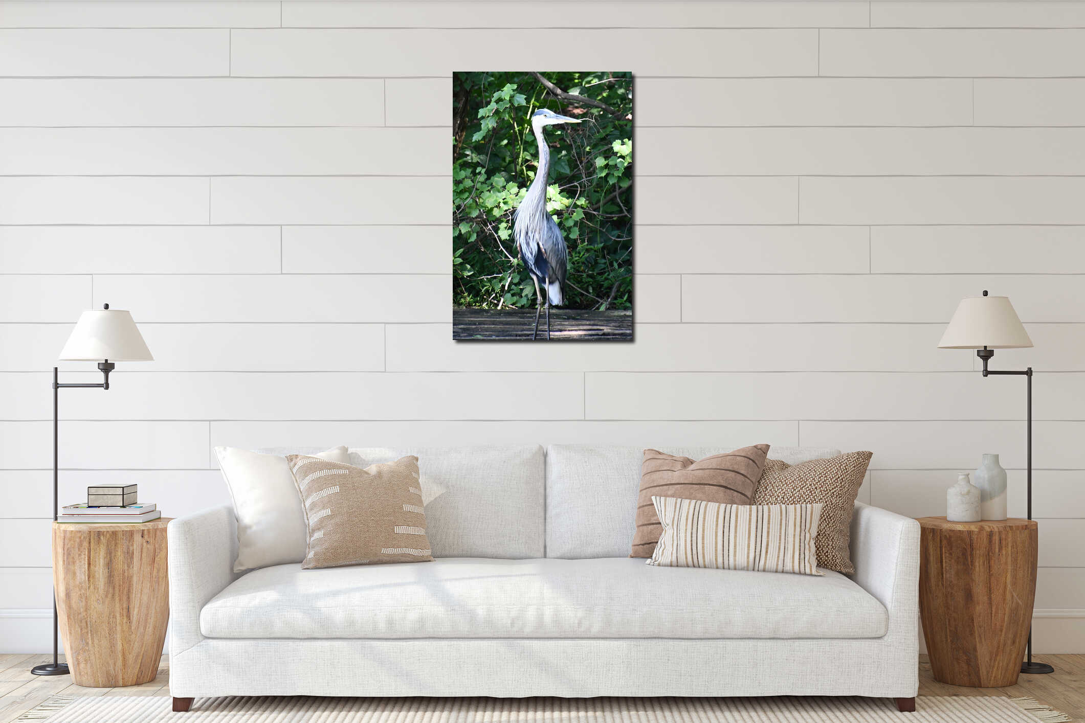 A Great Blue Heron Bird interior mockup