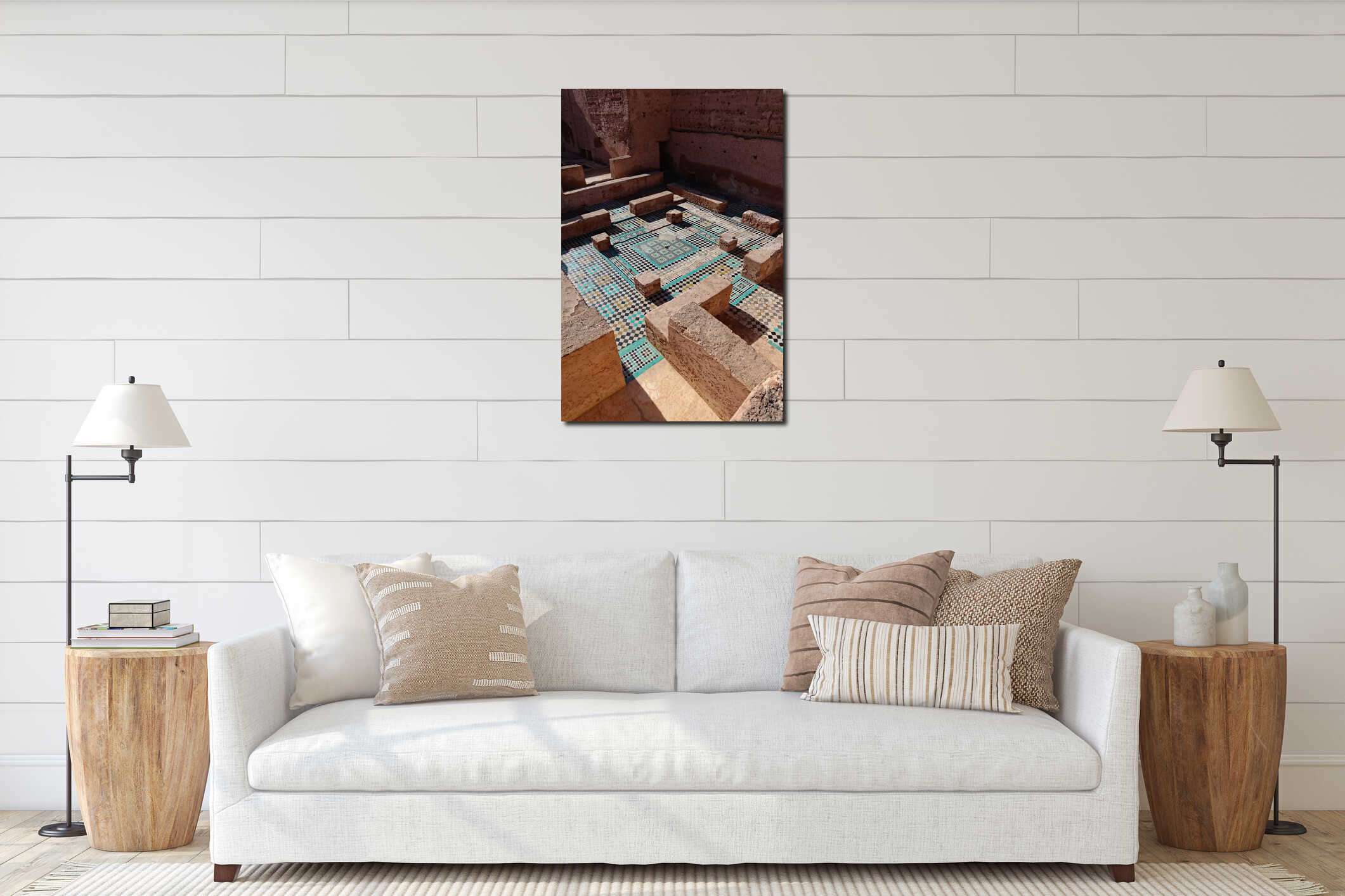 Ancient Moroccan Mosaic Courtyard Ruins interior mockup