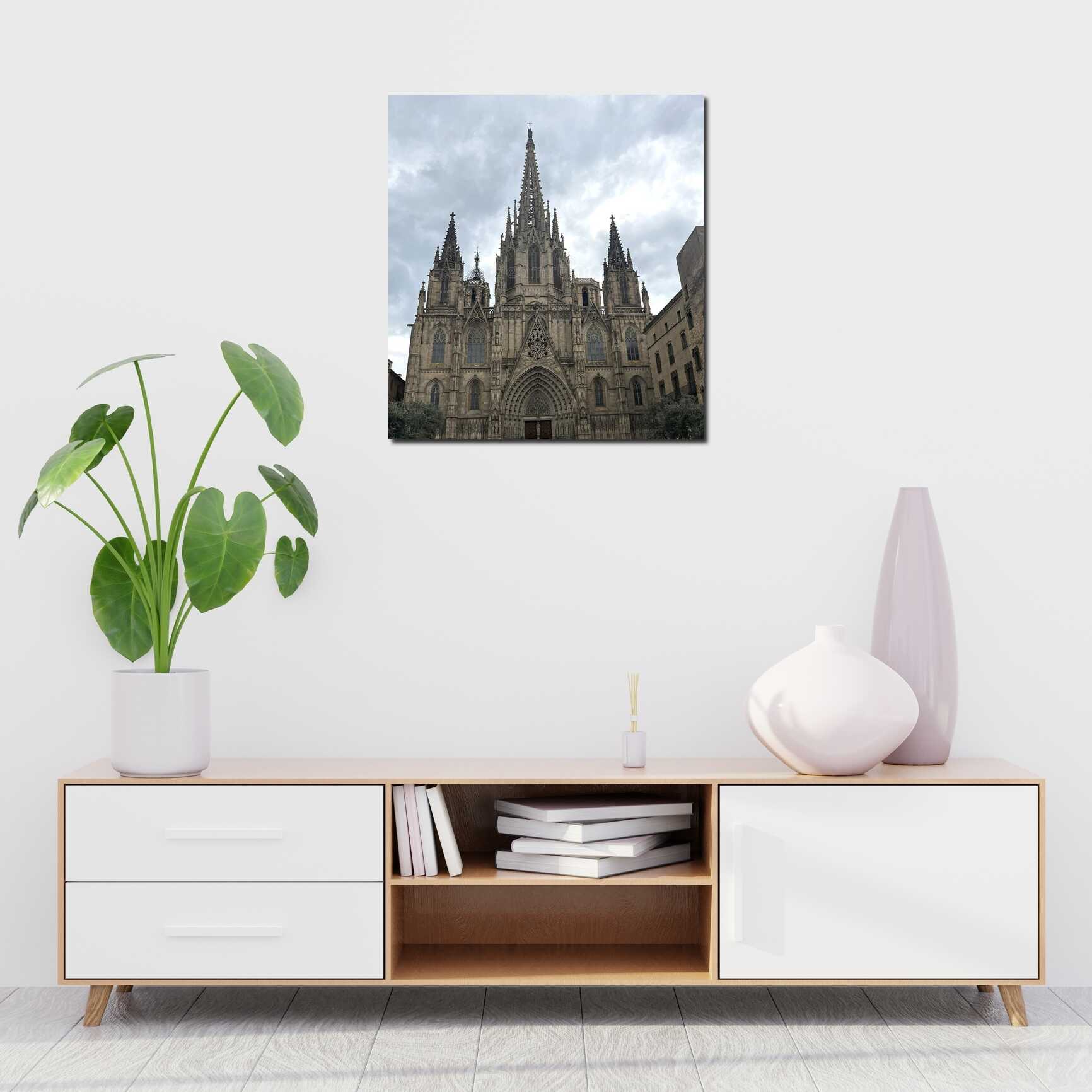 Canvas above sofa for size context