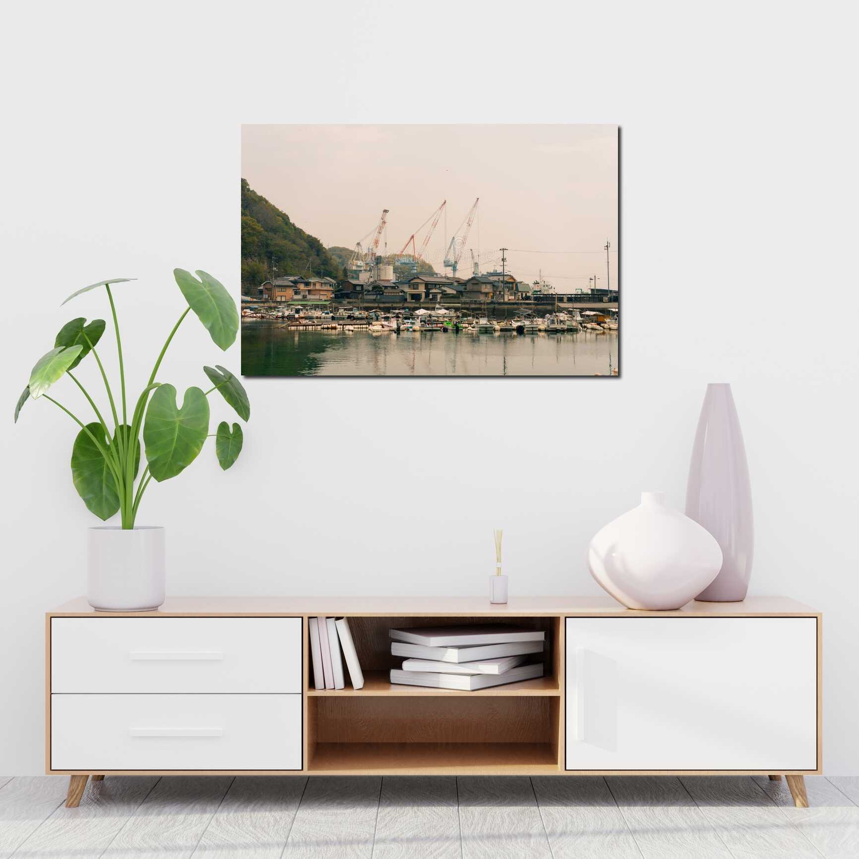 Canvas above sofa for size context