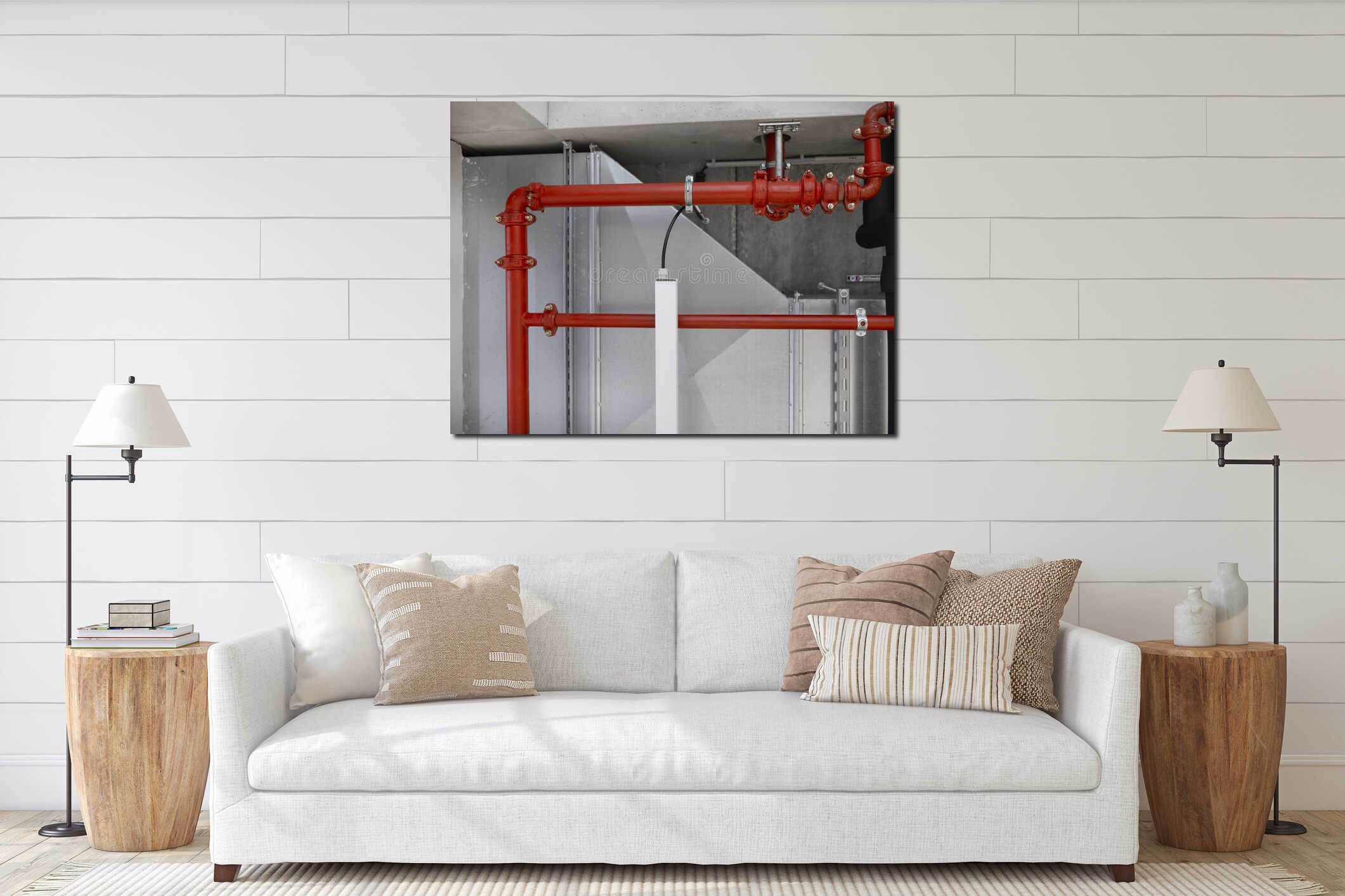 Fire Pipes Ceiling View interior mockup