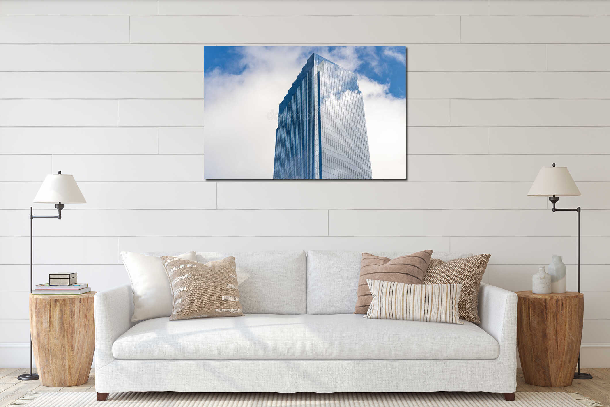 City architecture. Modern glass building. Reflective glass architecture. Architecture in business district. Building architecture interior mockup