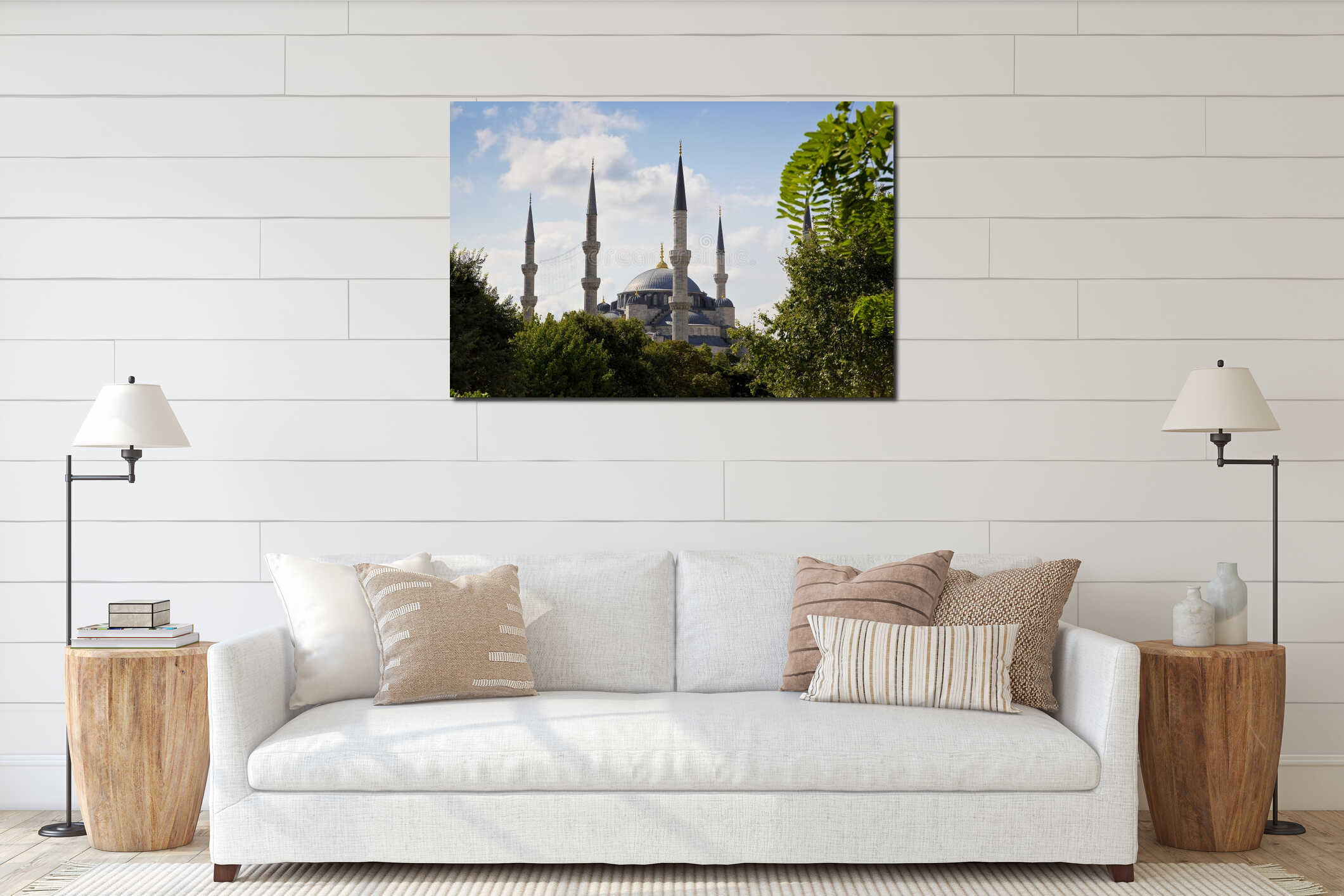 Blue Mosque, an historical mosque in Istanbul (Istanbul, Sultanahmet, Turkey) interior mockup