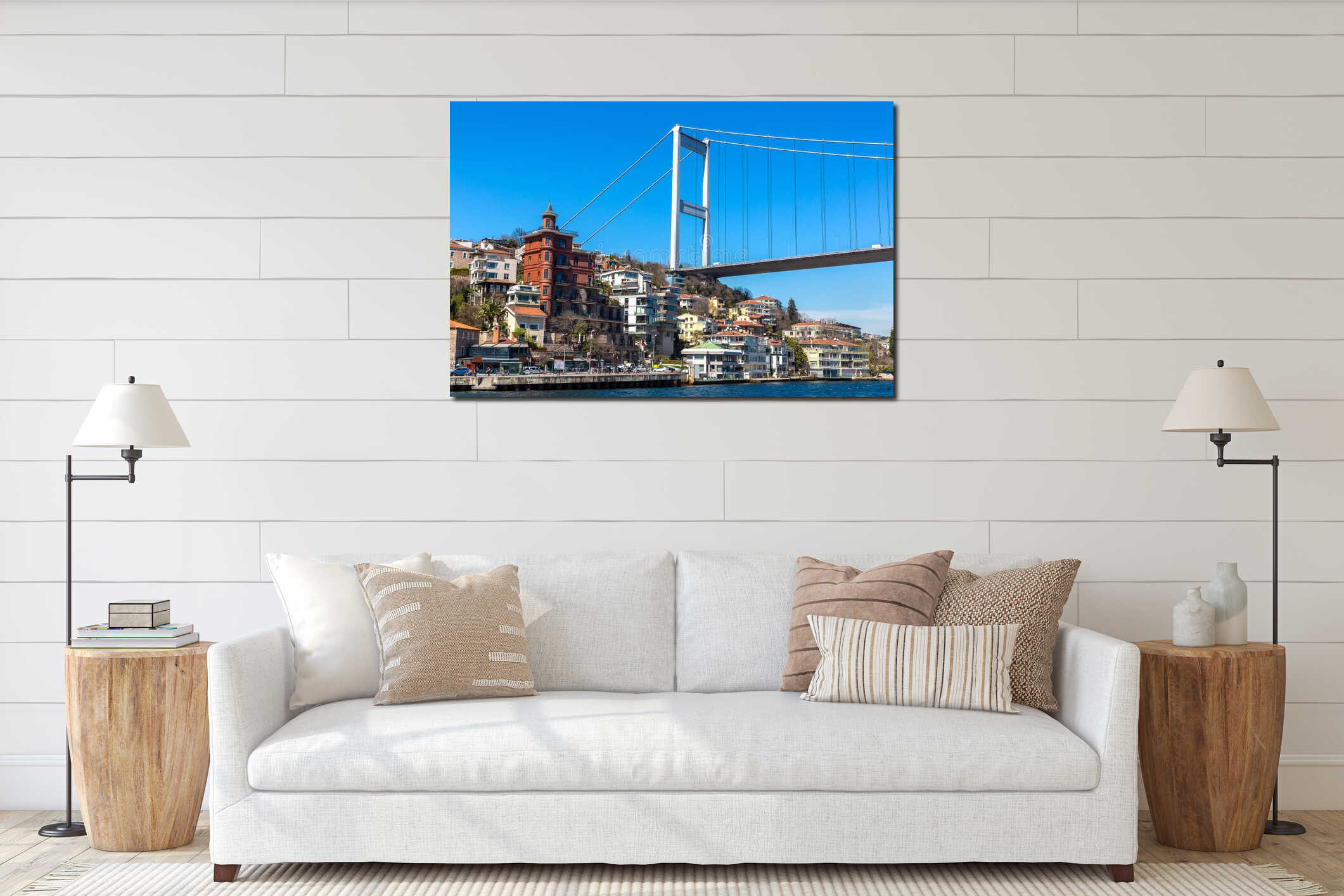 Fatih Sultan Mehmet Bridge in Istanbul interior mockup