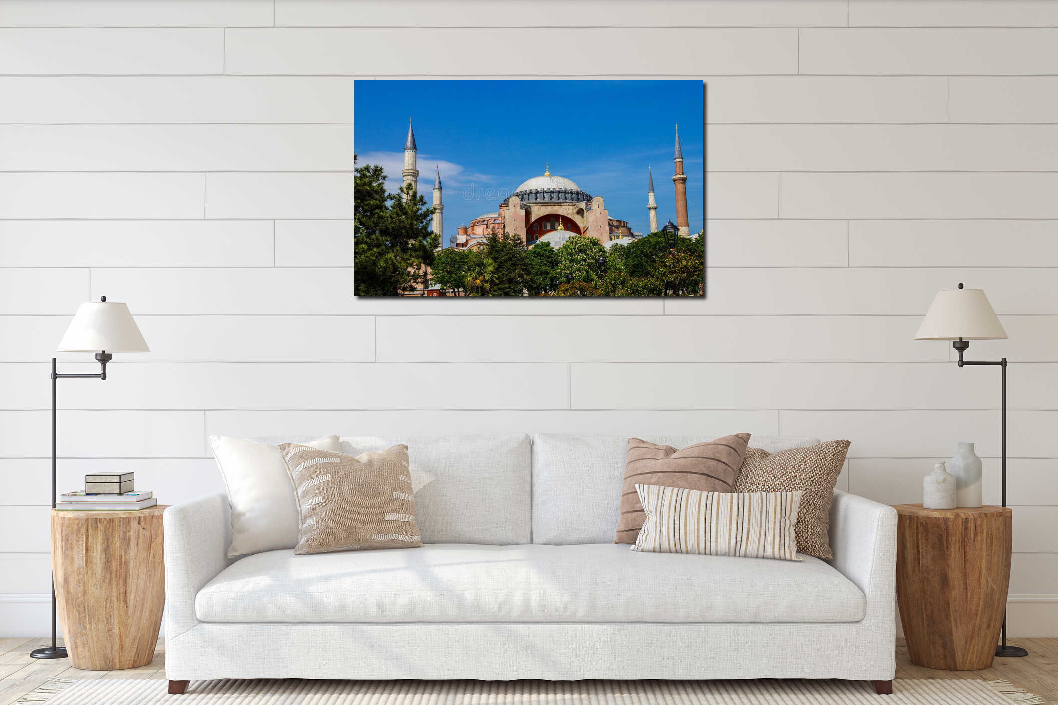 Dome and minarets of Hagia Sophia interior mockup