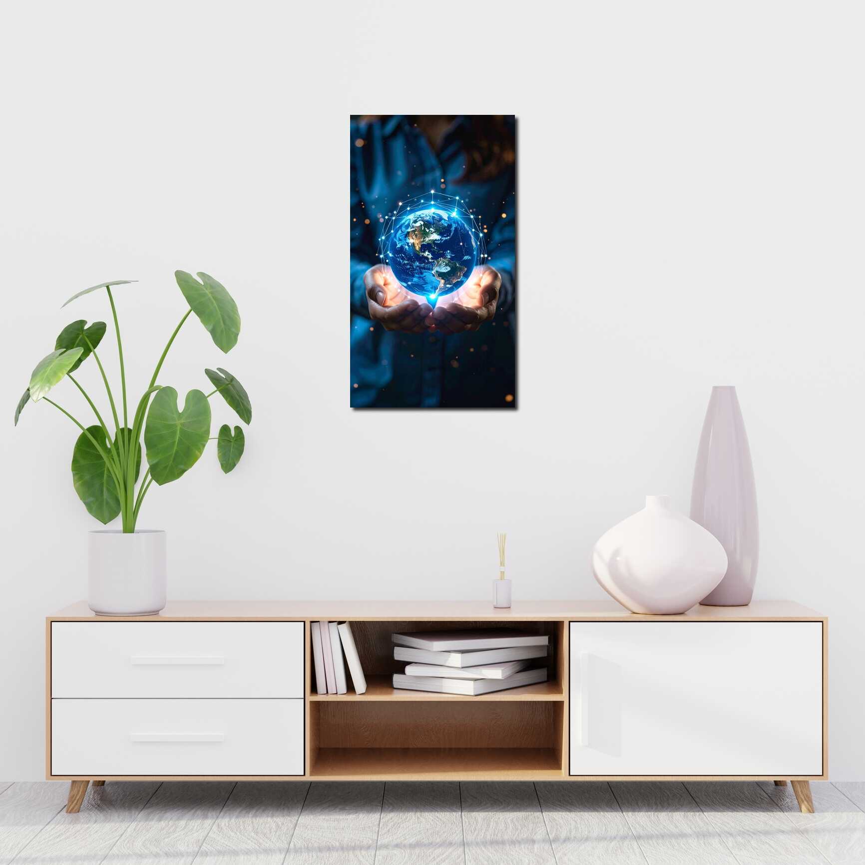 Canvas above sofa for size context