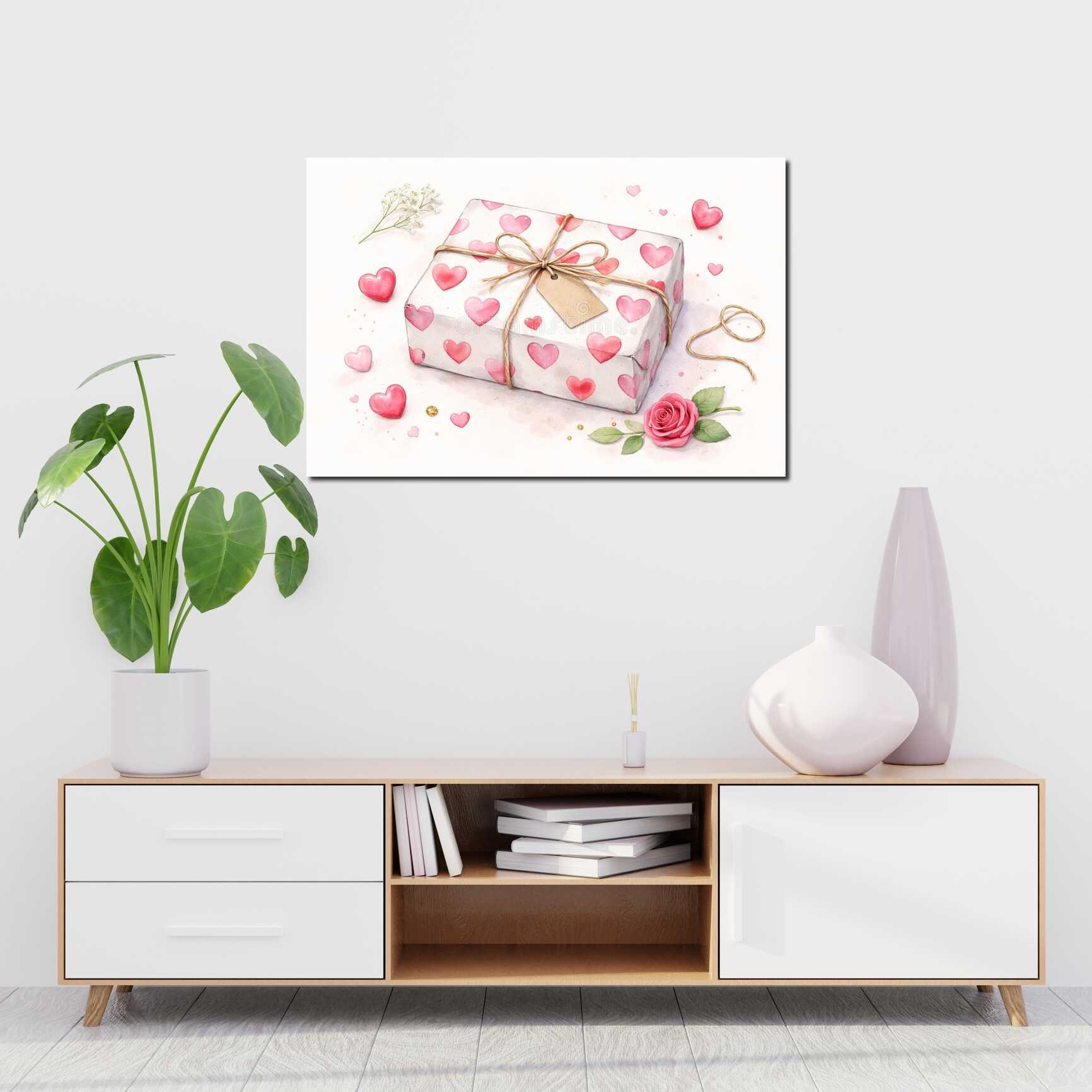 Canvas above sofa for size context