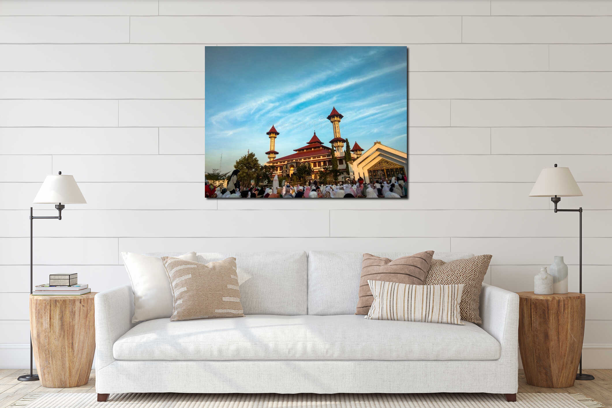 Shalat ied mubarok in Square mosque Grand Cianjur interior mockup