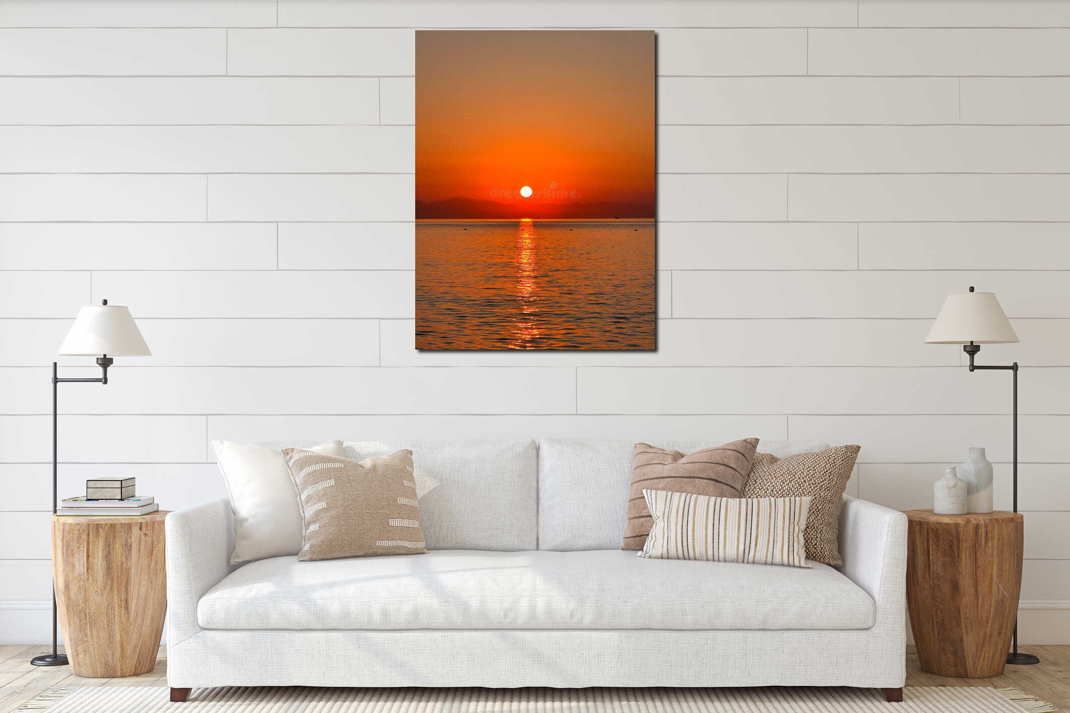 Golden sunrise over the Mediterranean Sea in Kemer, Turkey interior mockup
