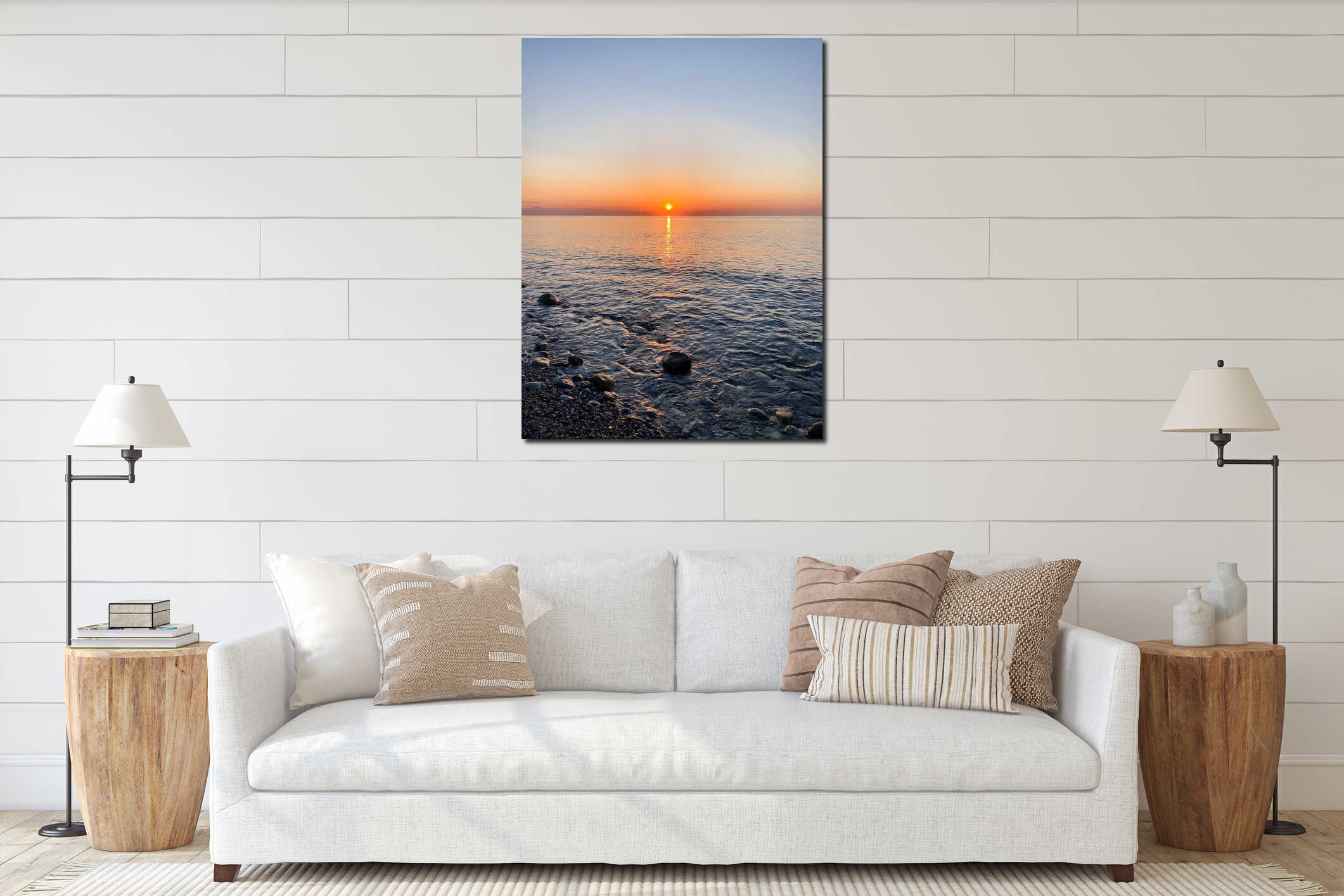 Golden sunrise over the Mediterranean Sea in Kemer, Turkey interior mockup