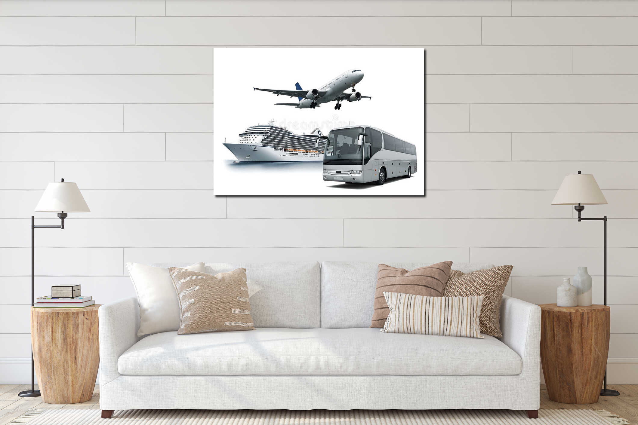 Transportation modes for travel and tourism interior mockup