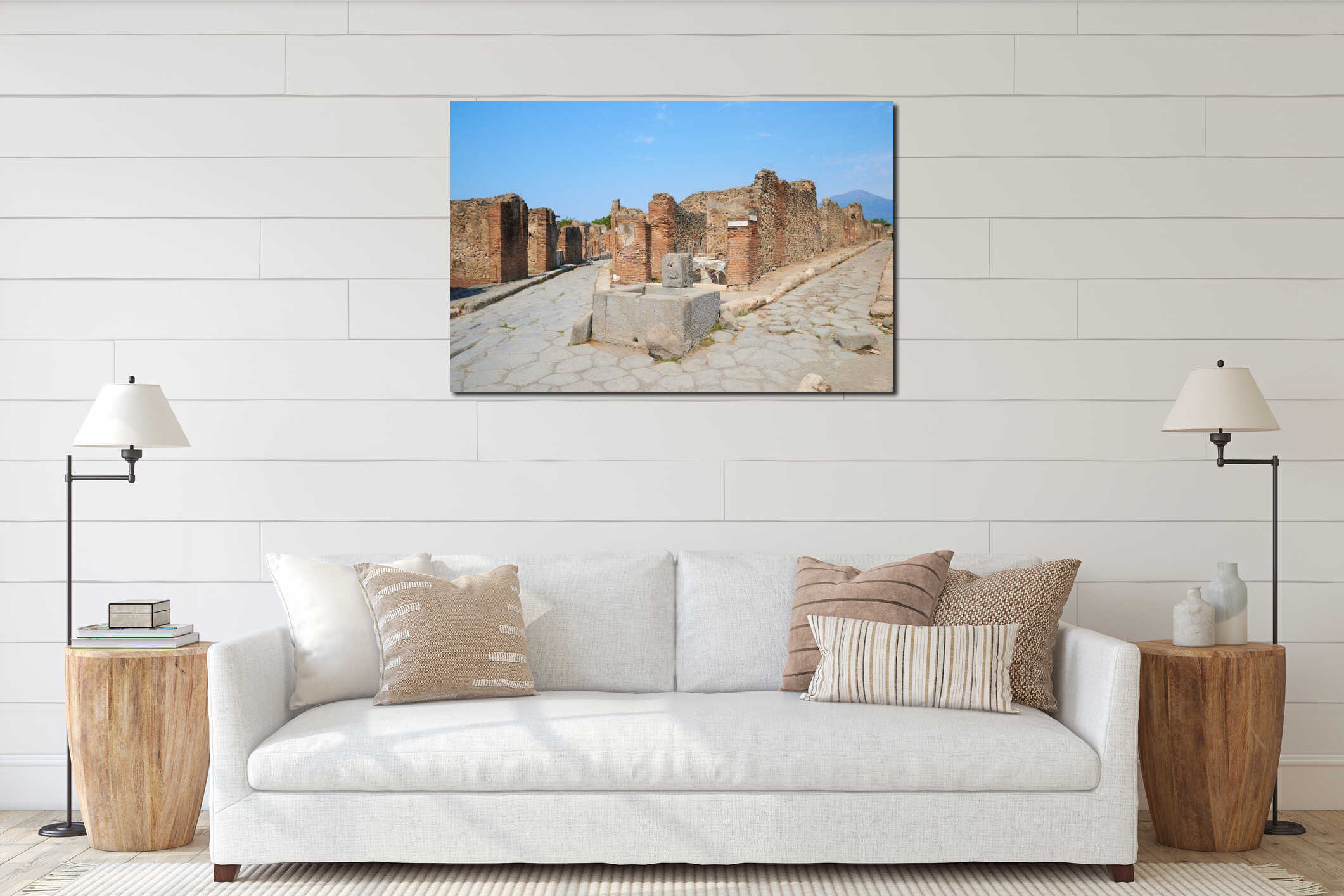 View of the ruins of the Roman city of Pompeii in Italy interior mockup