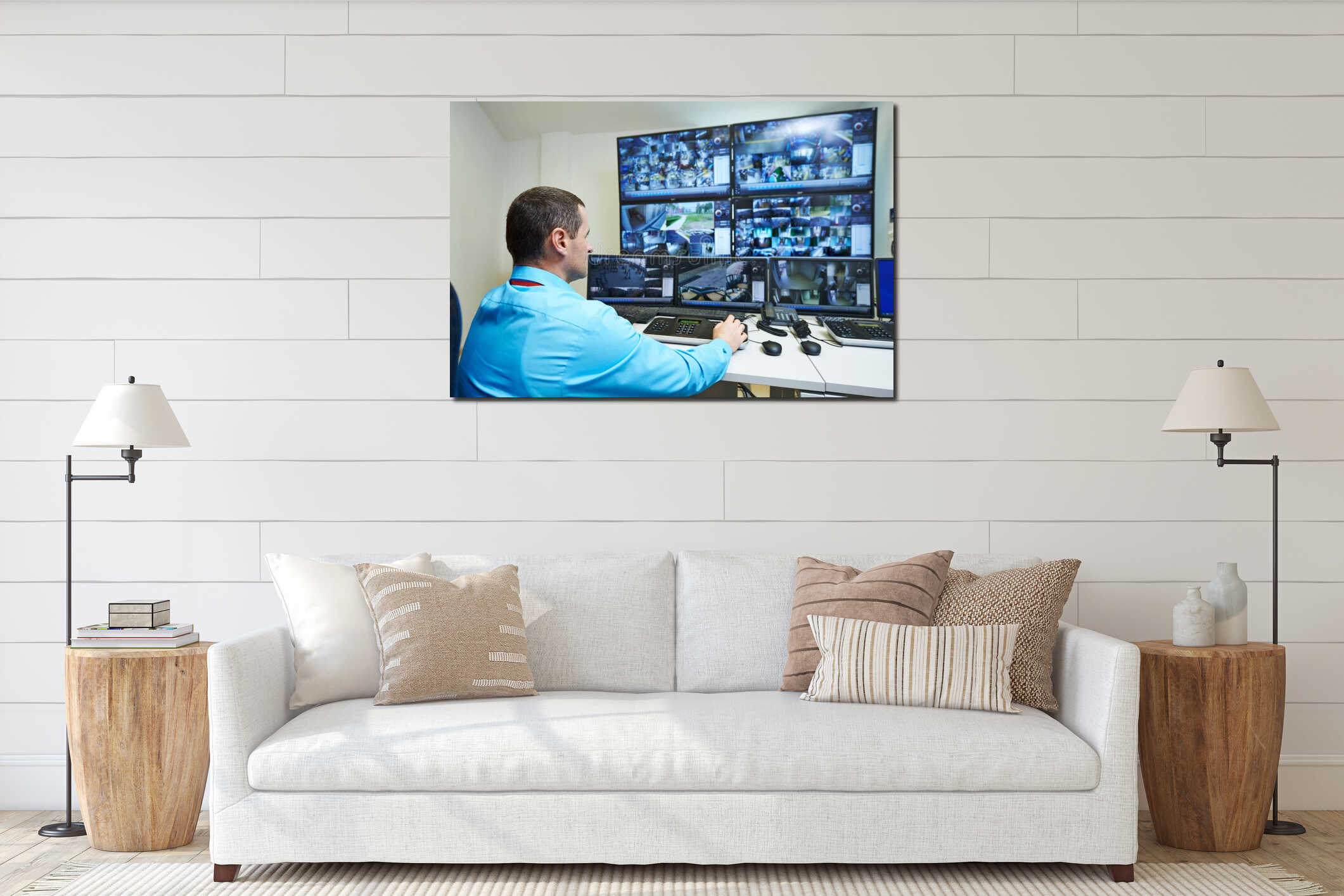 Security video surveillance interior mockup