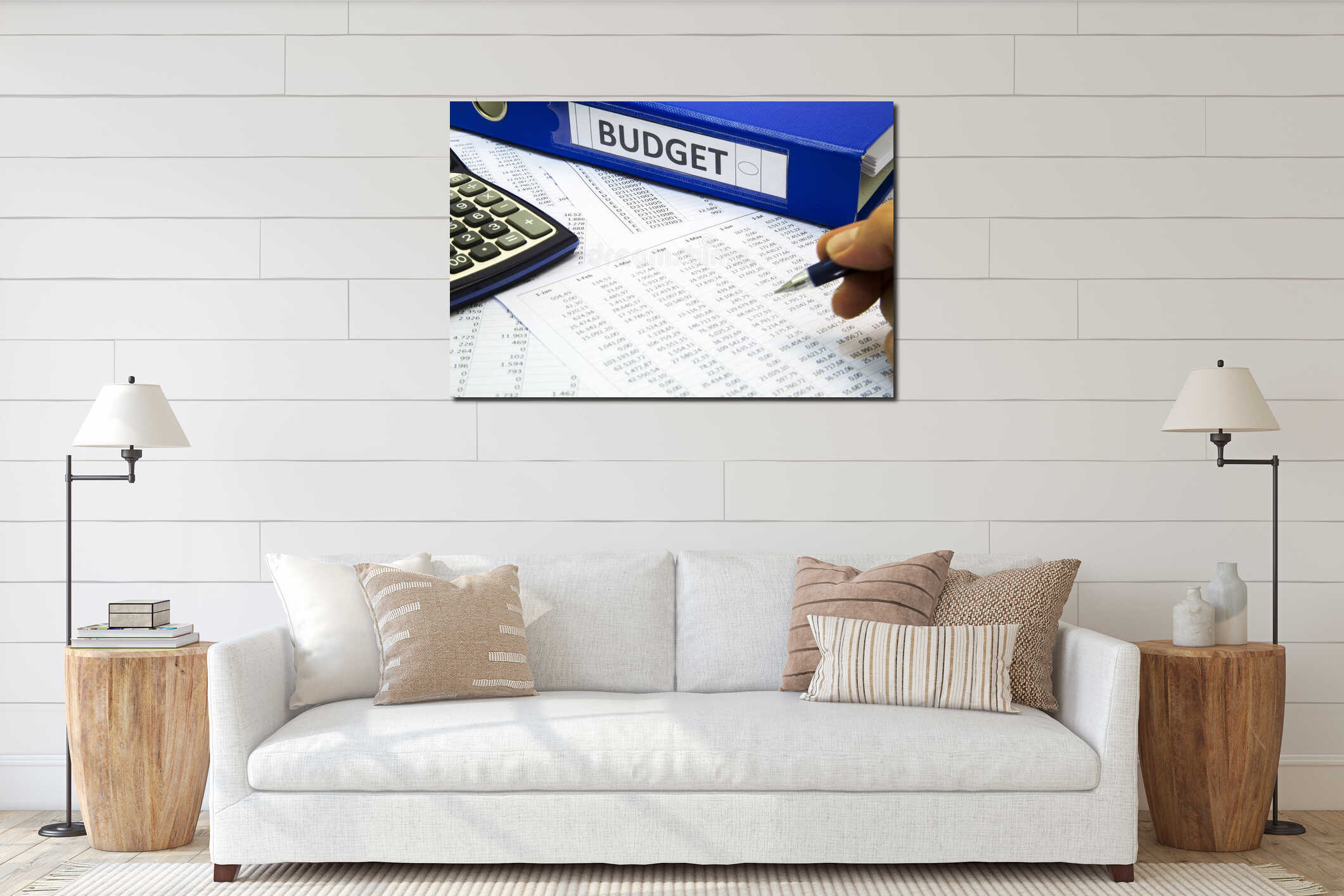 Canvas hanging interior mockup