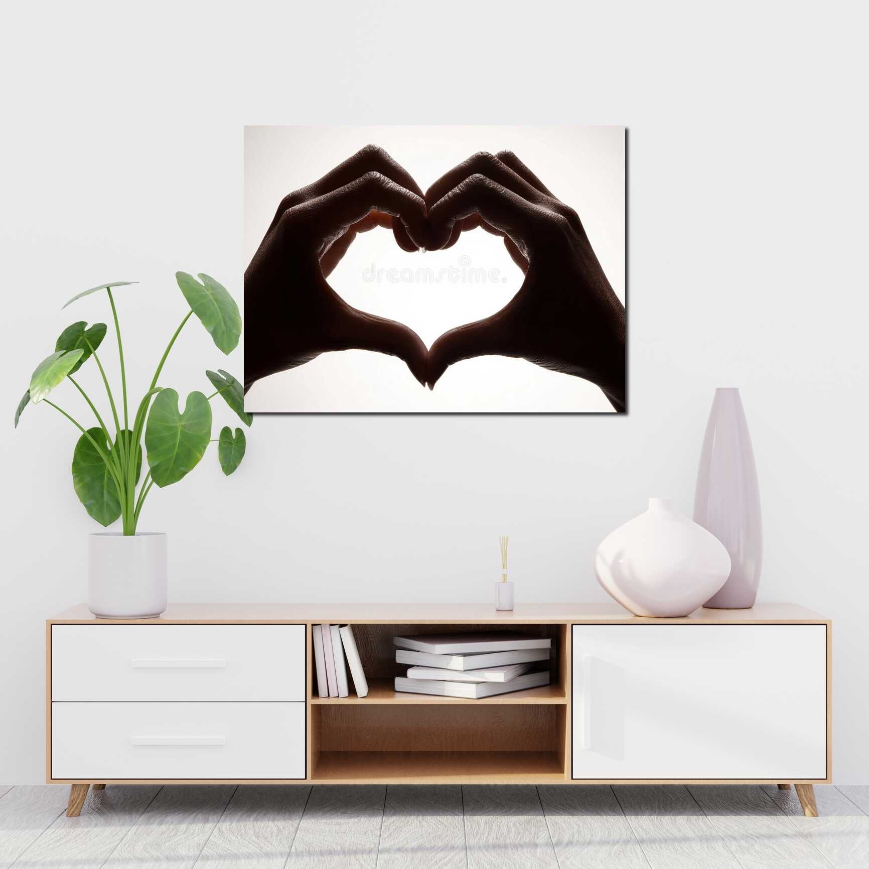 Canvas above sofa for size context