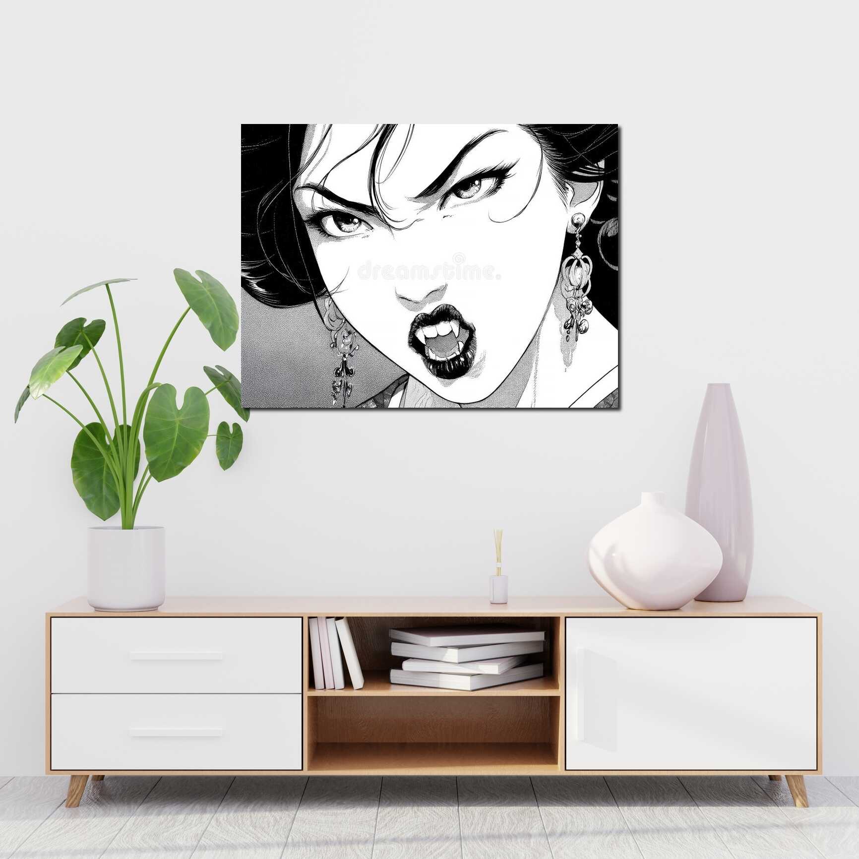 Canvas above sofa for size context