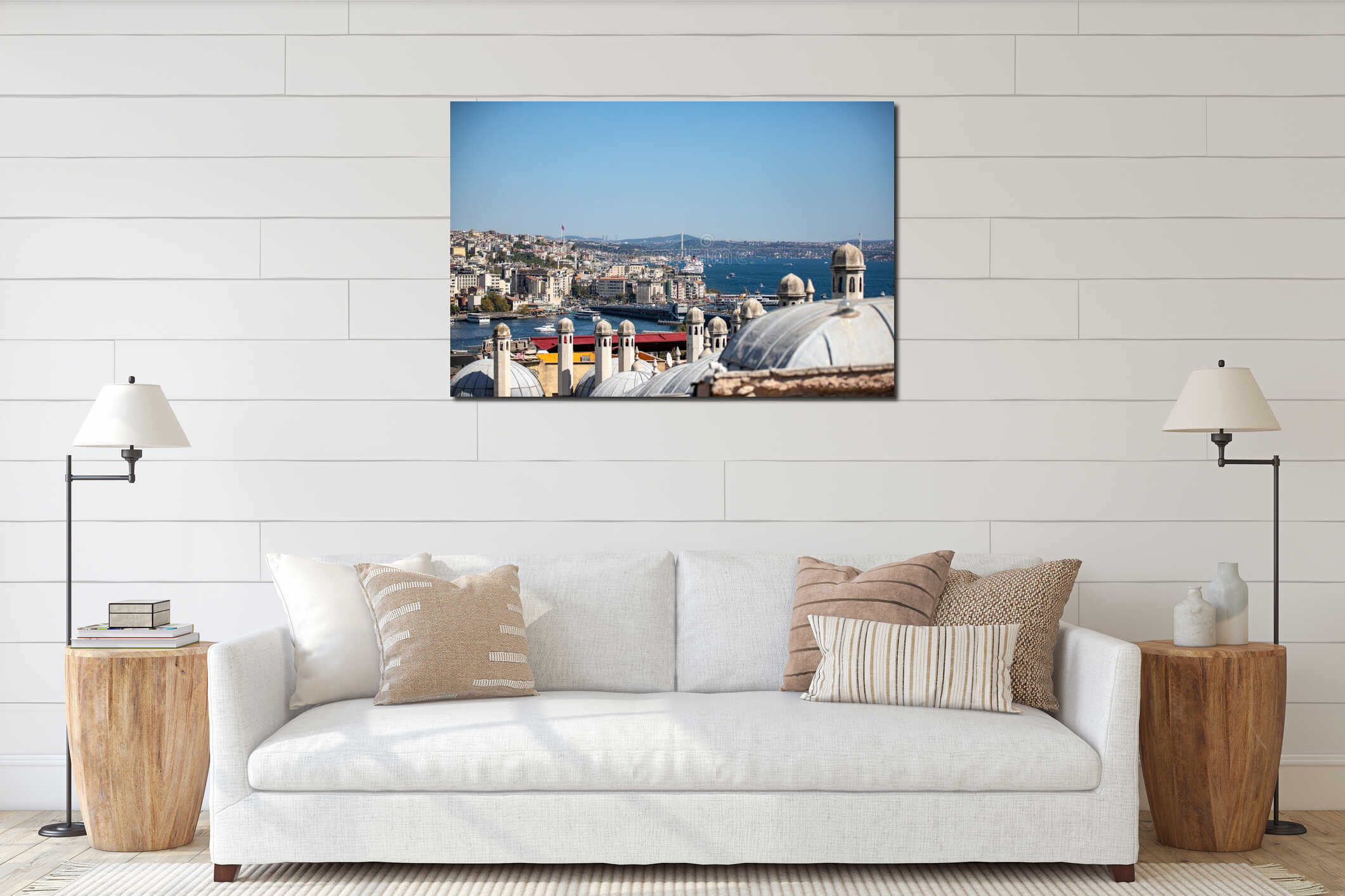View of Golden Horn from Suleymaniye Mosque, Istanbul, Turkey interior mockup