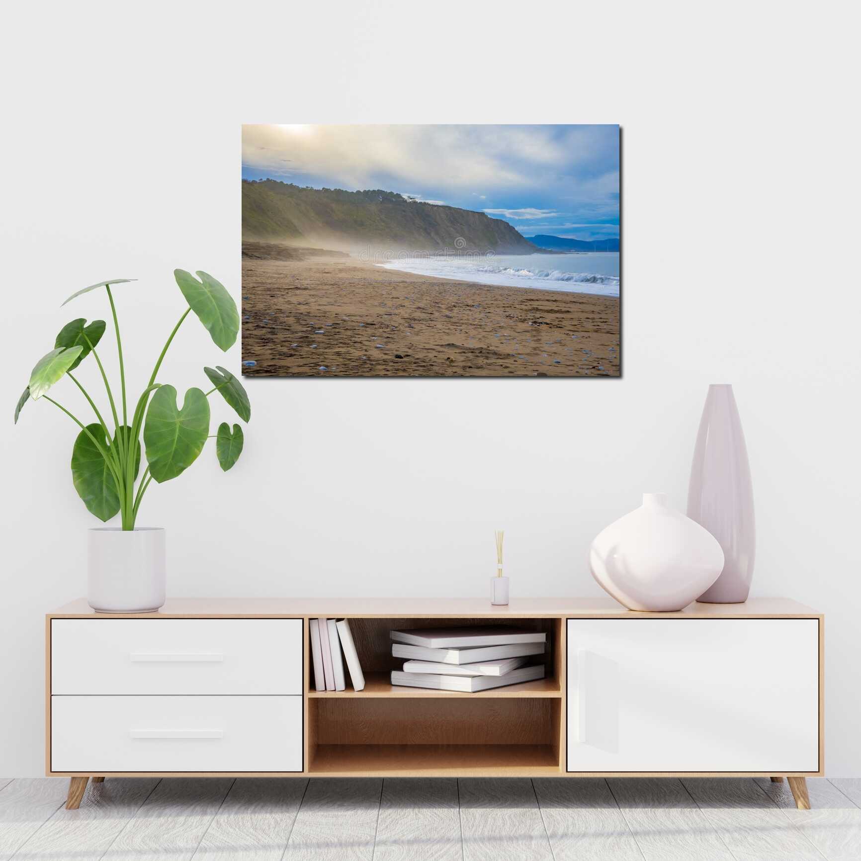 Canvas above sofa for size context