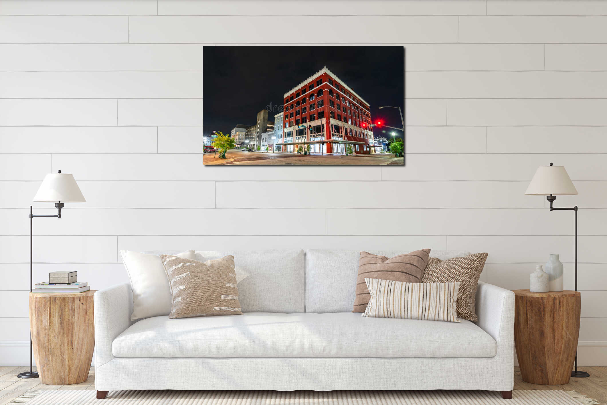 Historic red brick building at Capitol and Congress intersection in Jackson, Mississippi interior mockup