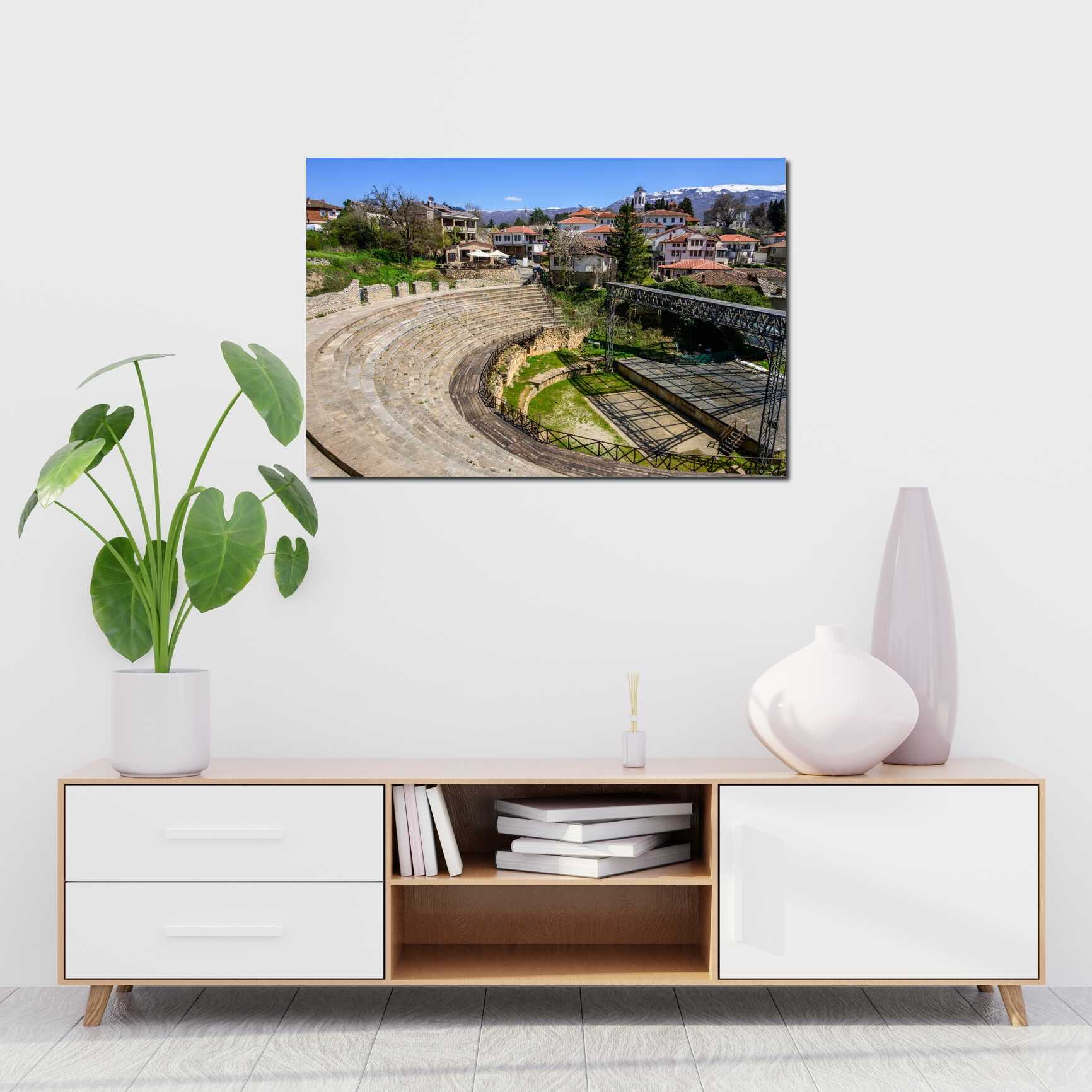 Canvas above sofa for size context