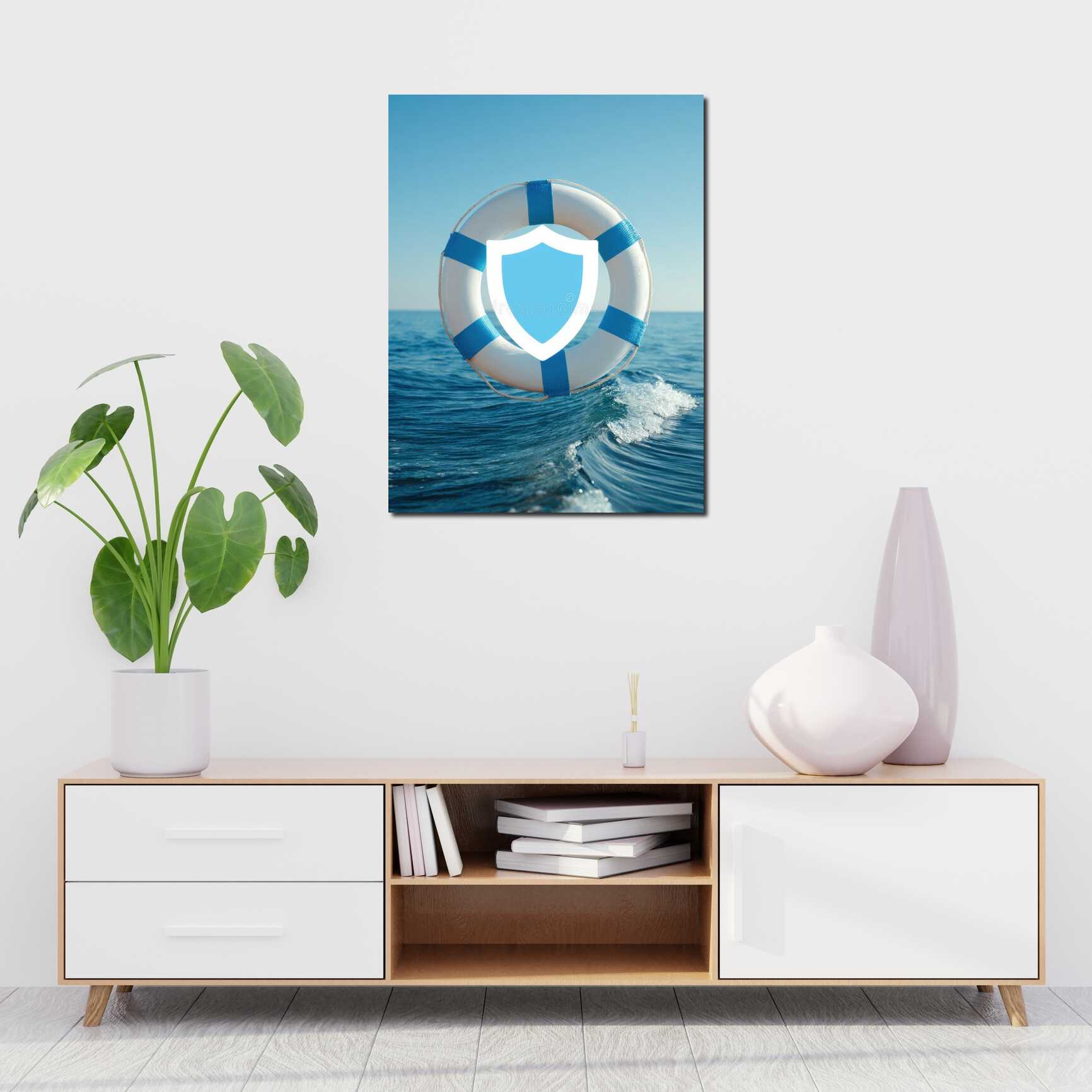 Canvas above sofa for size context