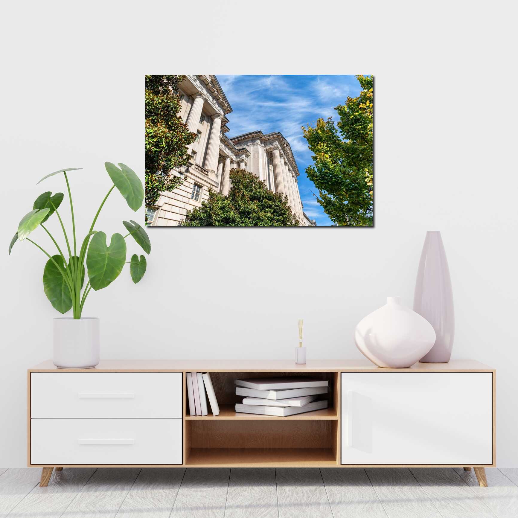 Canvas above sofa for size context