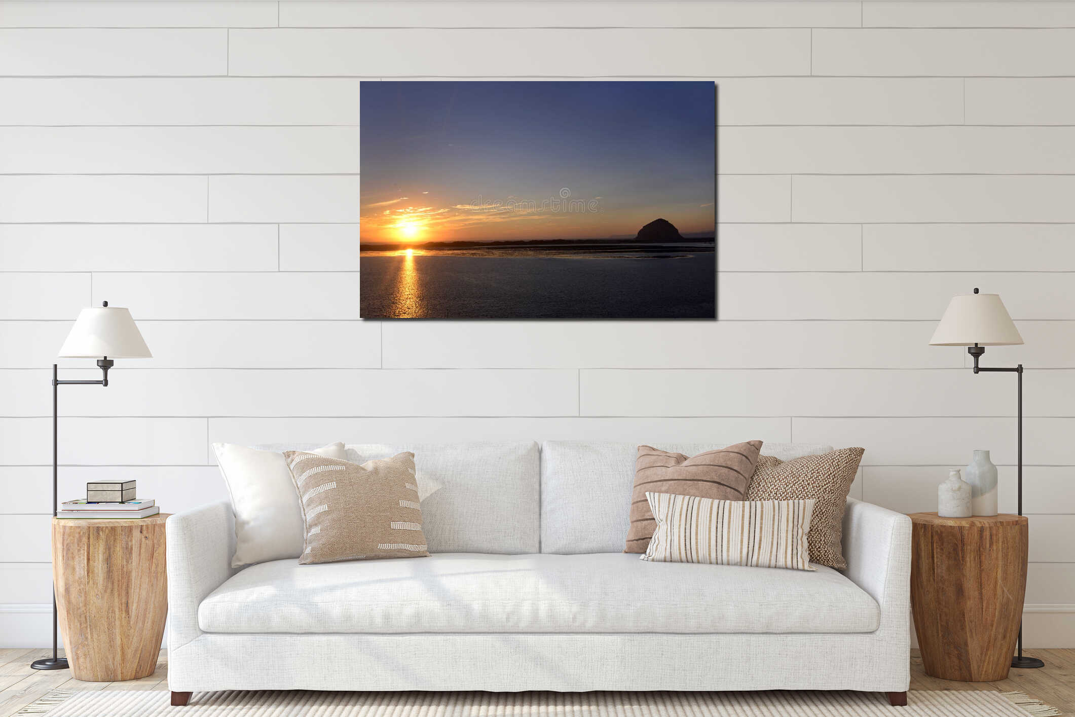 Sunset on Morro Bay Harbor, California interior mockup