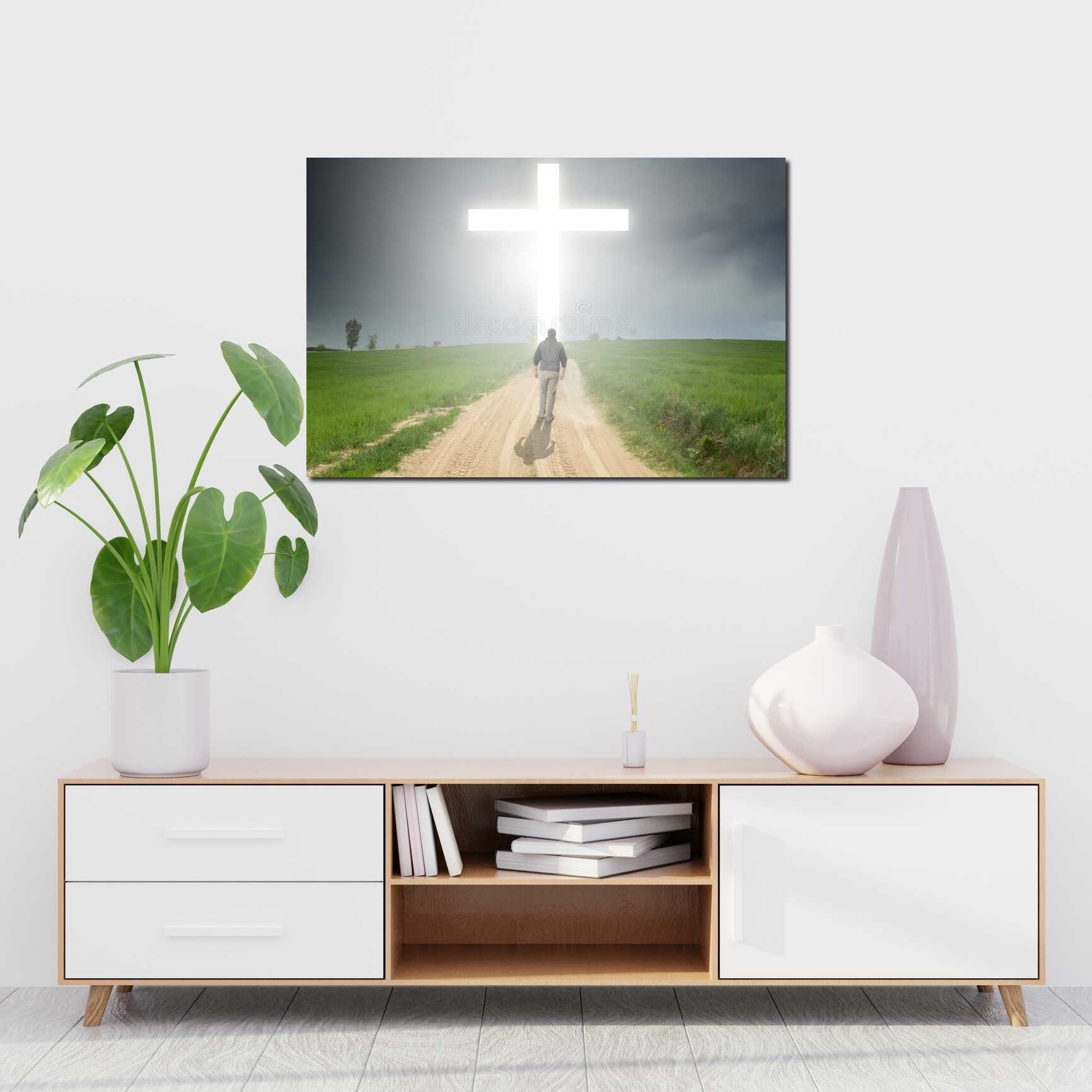 Canvas above sofa for size context