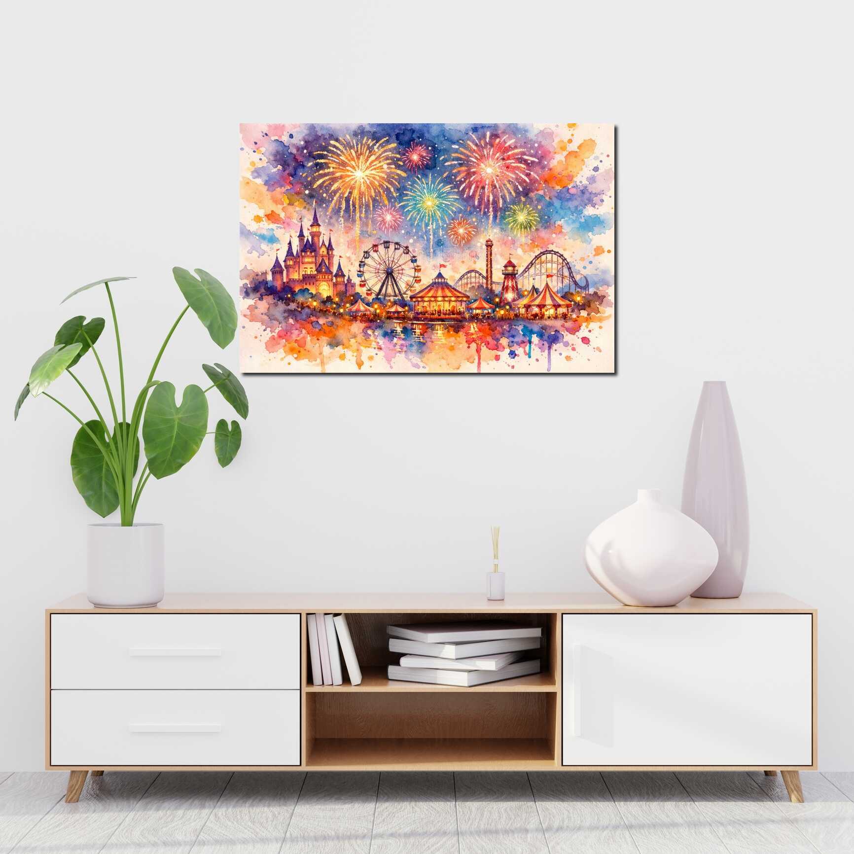 Canvas above sofa for size context