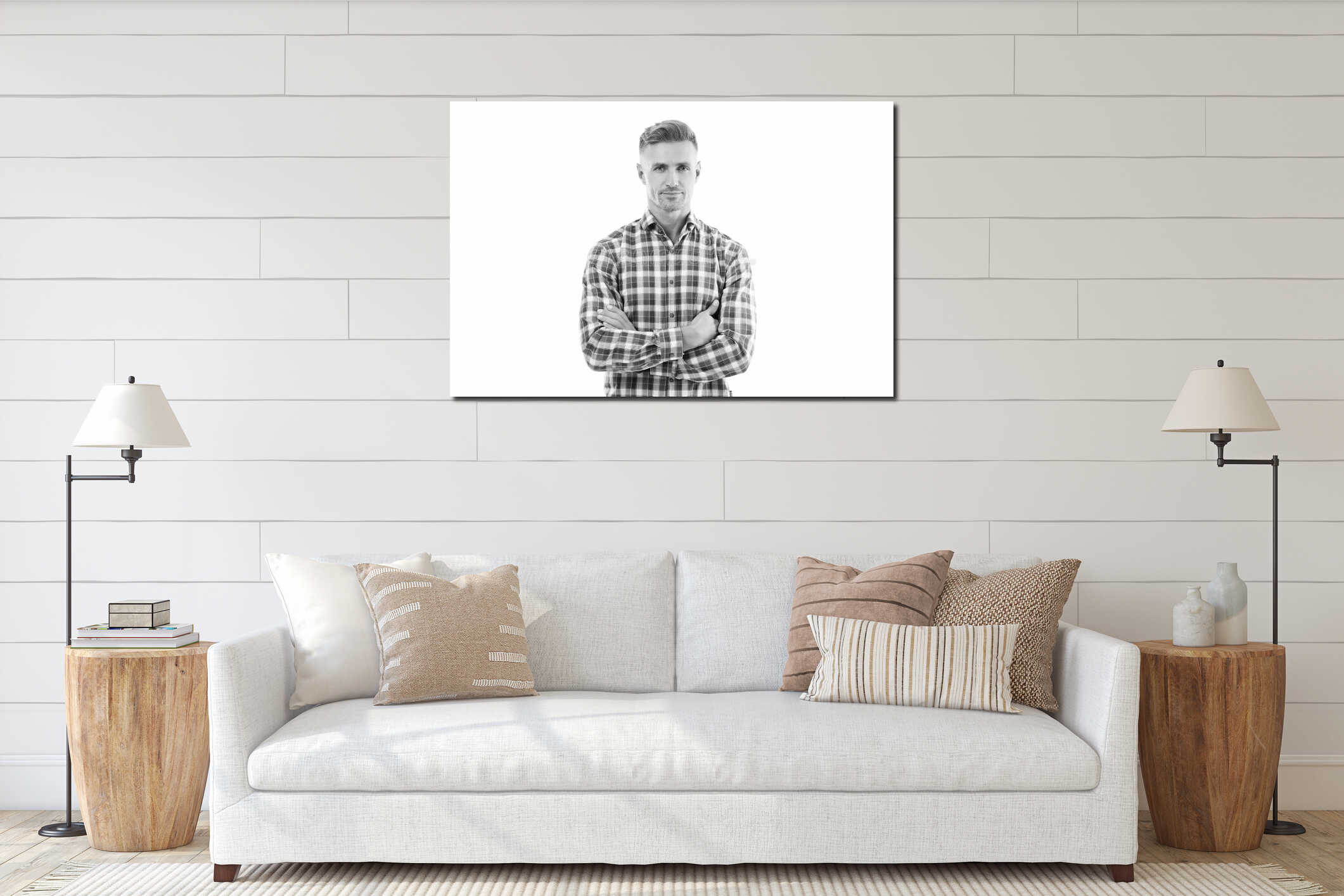 Casual male style portrait. Mature portrait. Mature man isolated on white. Stylish man portrait. Casual style of man. Guy has interior mockup