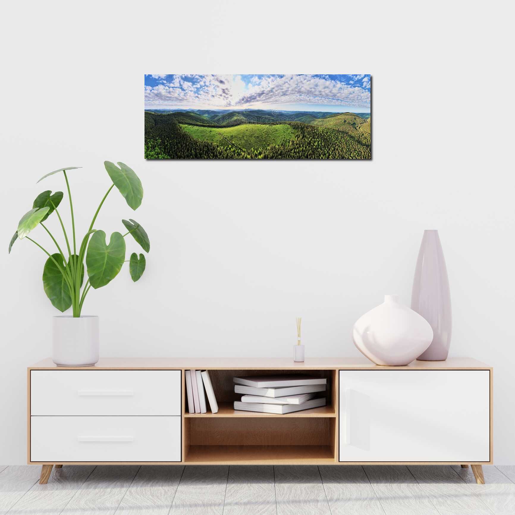 Canvas above sofa for size context