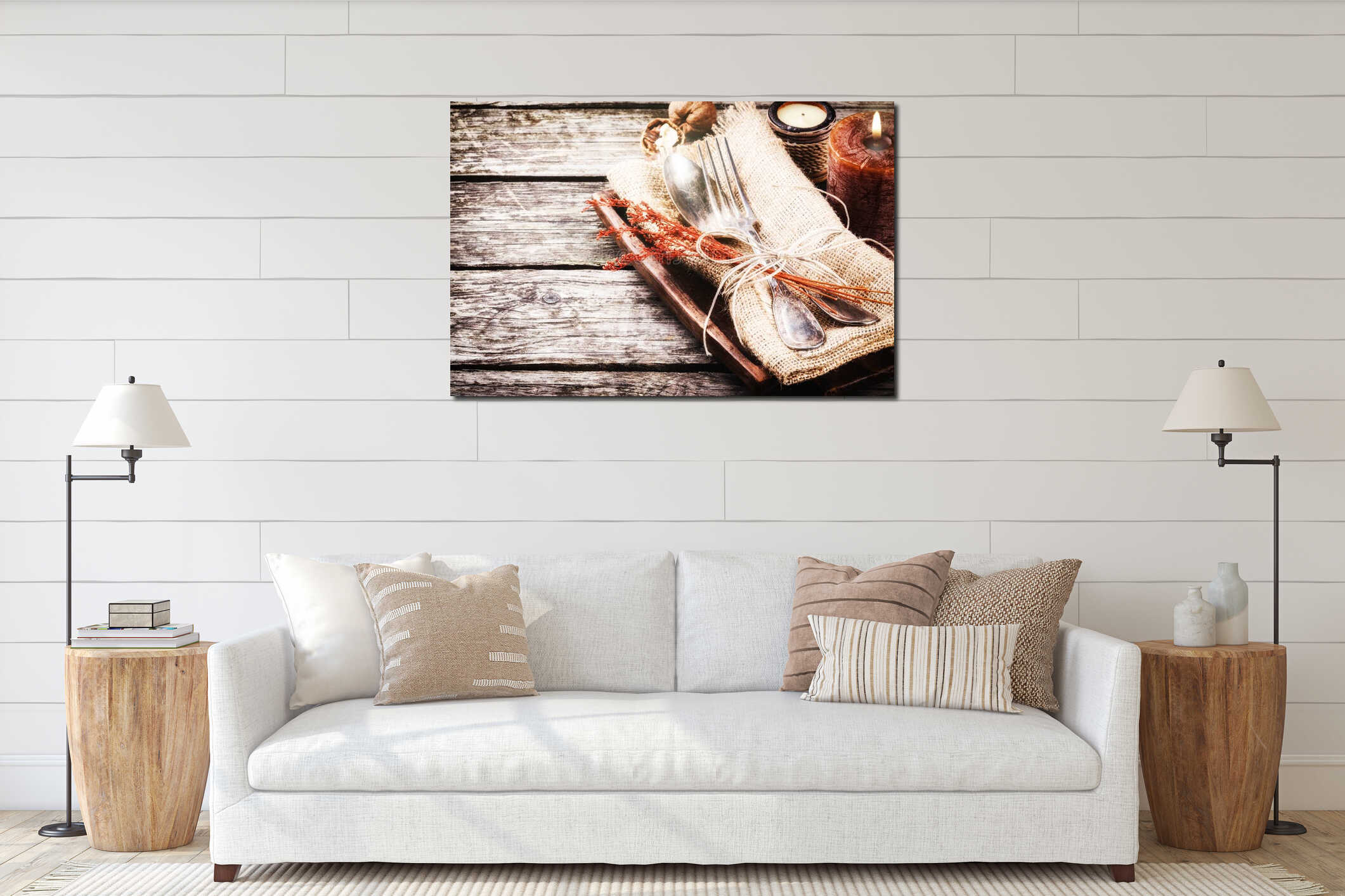 Canvas hanging interior mockup