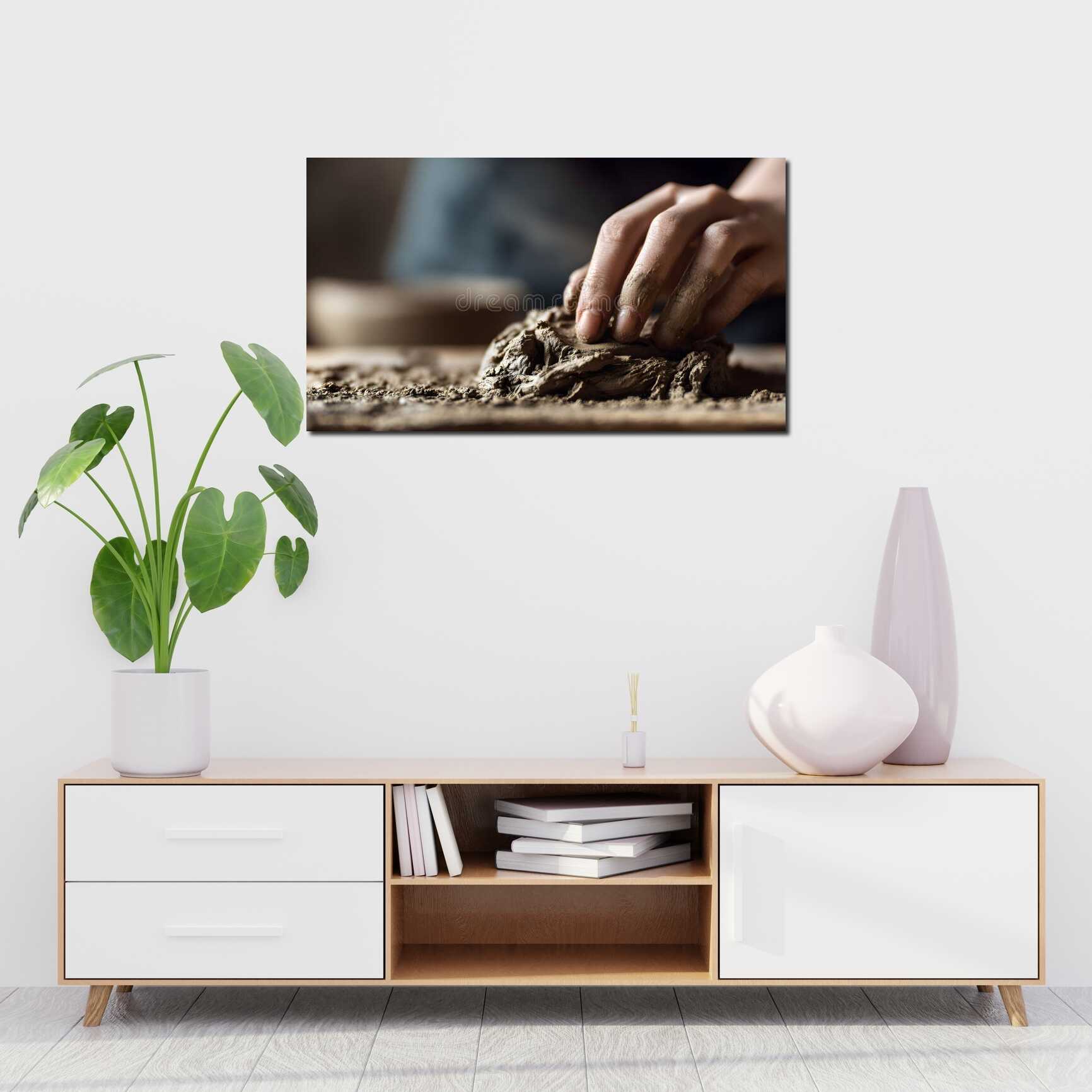 Canvas above sofa for size context