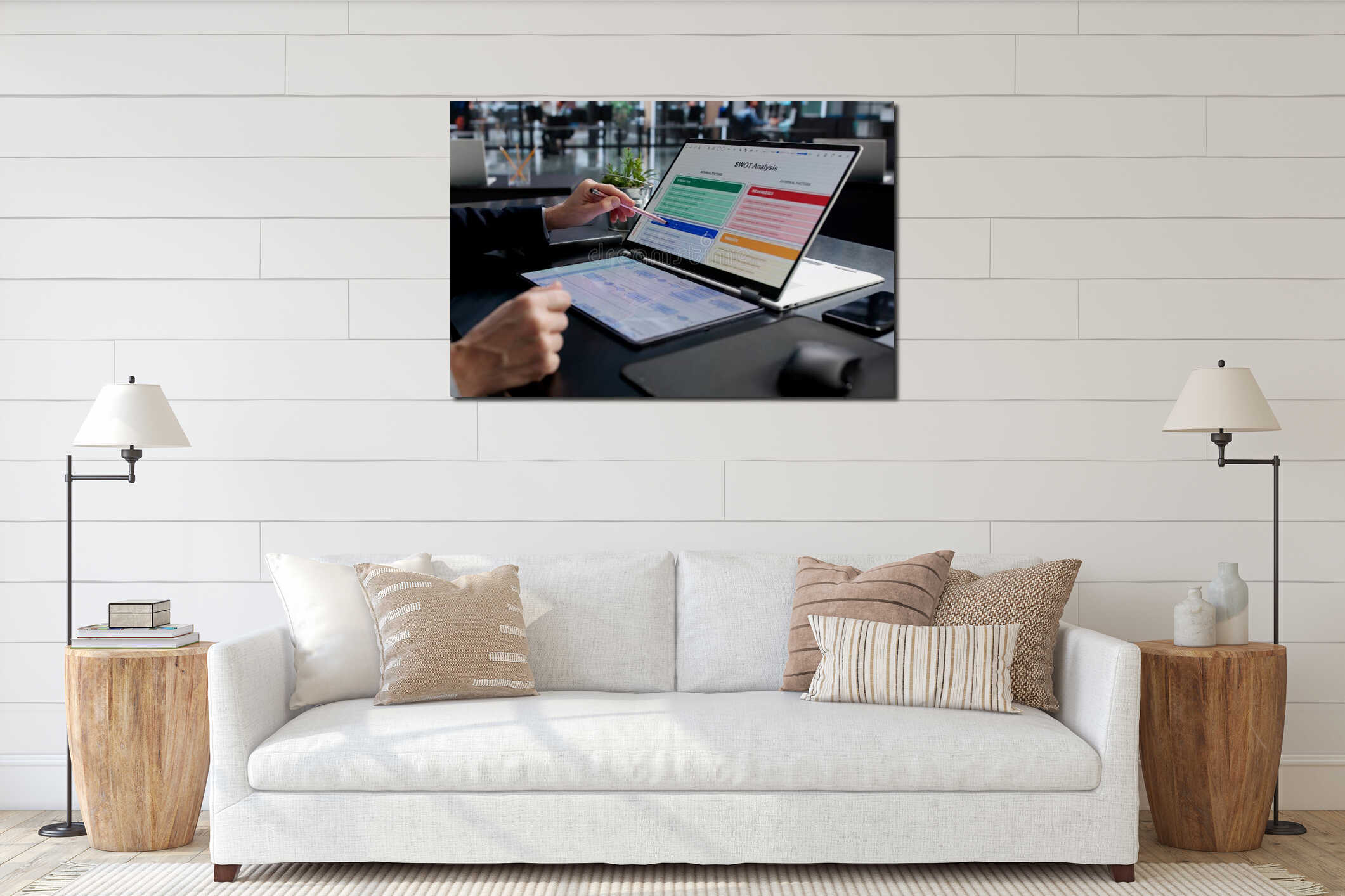 Canvas hanging interior mockup