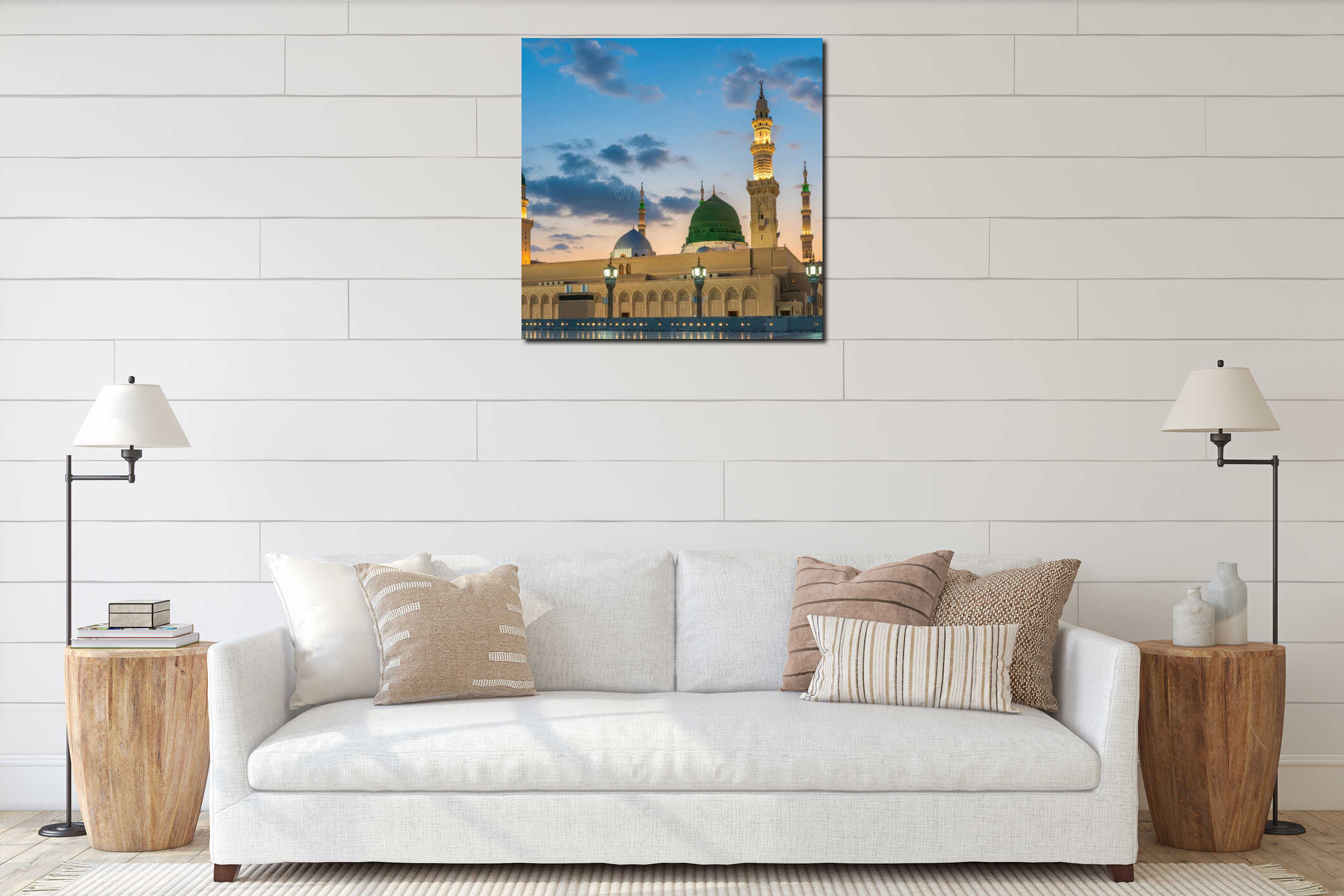 The mosque of the prophet in medina saudi arabia illustration interior mockup
