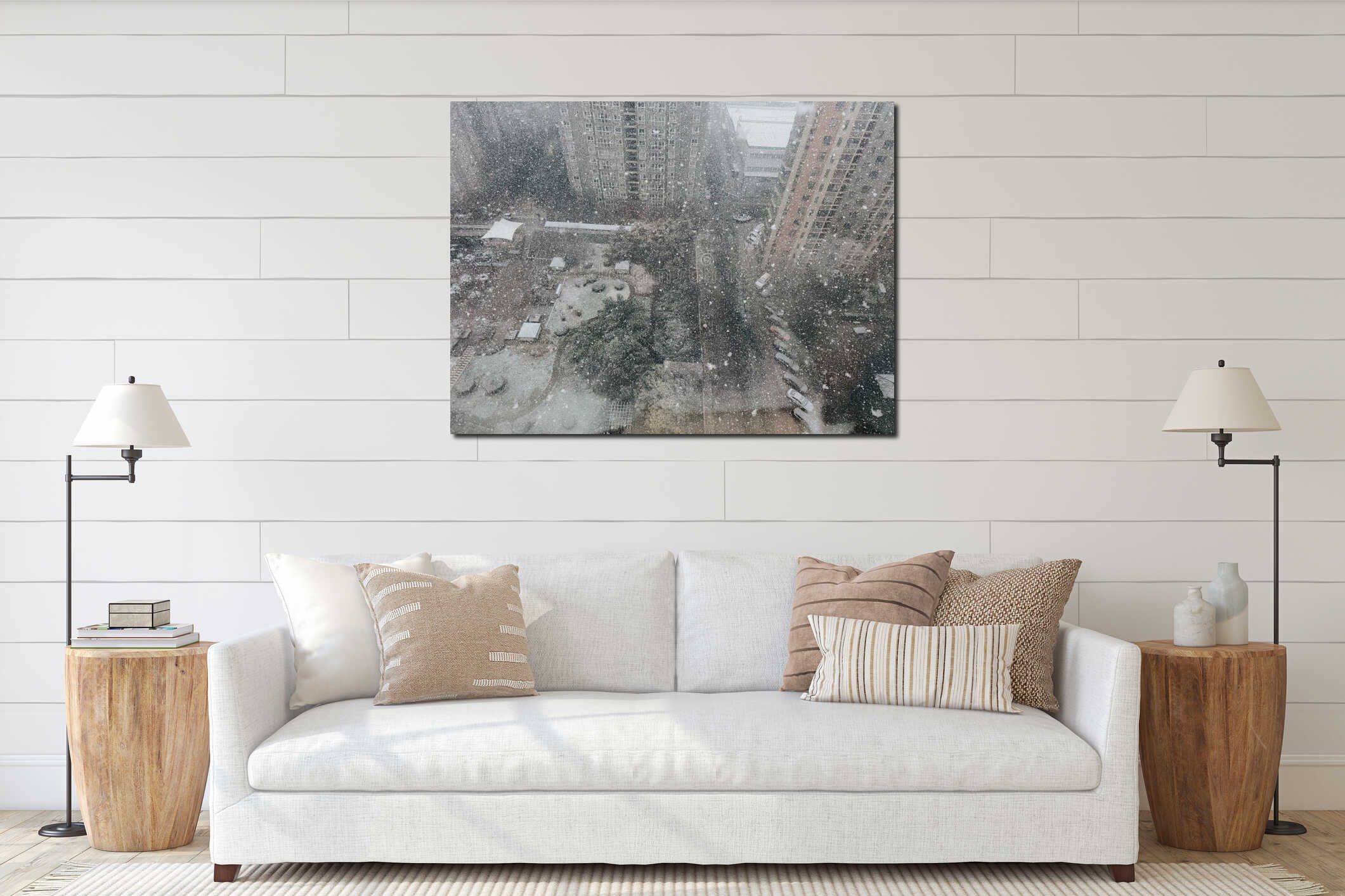 Heavy snowfall in a modern urban residential area in Xi'an, China interior mockup