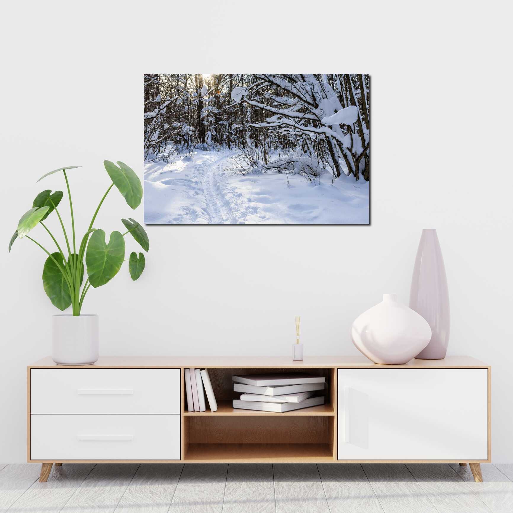 Canvas above sofa for size context