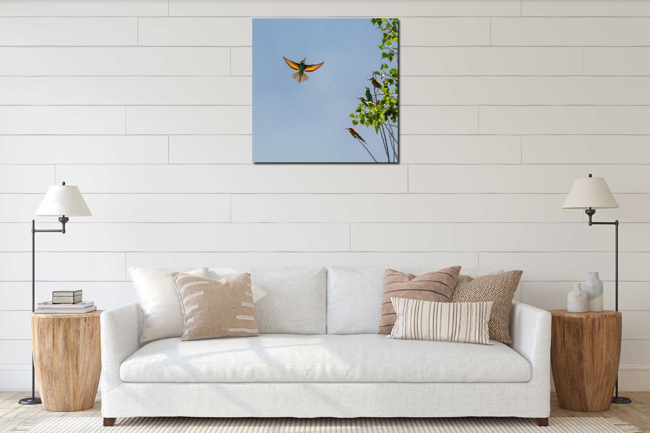 European bee-eater bird, Merops Apiaster, flying, Geneva, Switzerland interior mockup