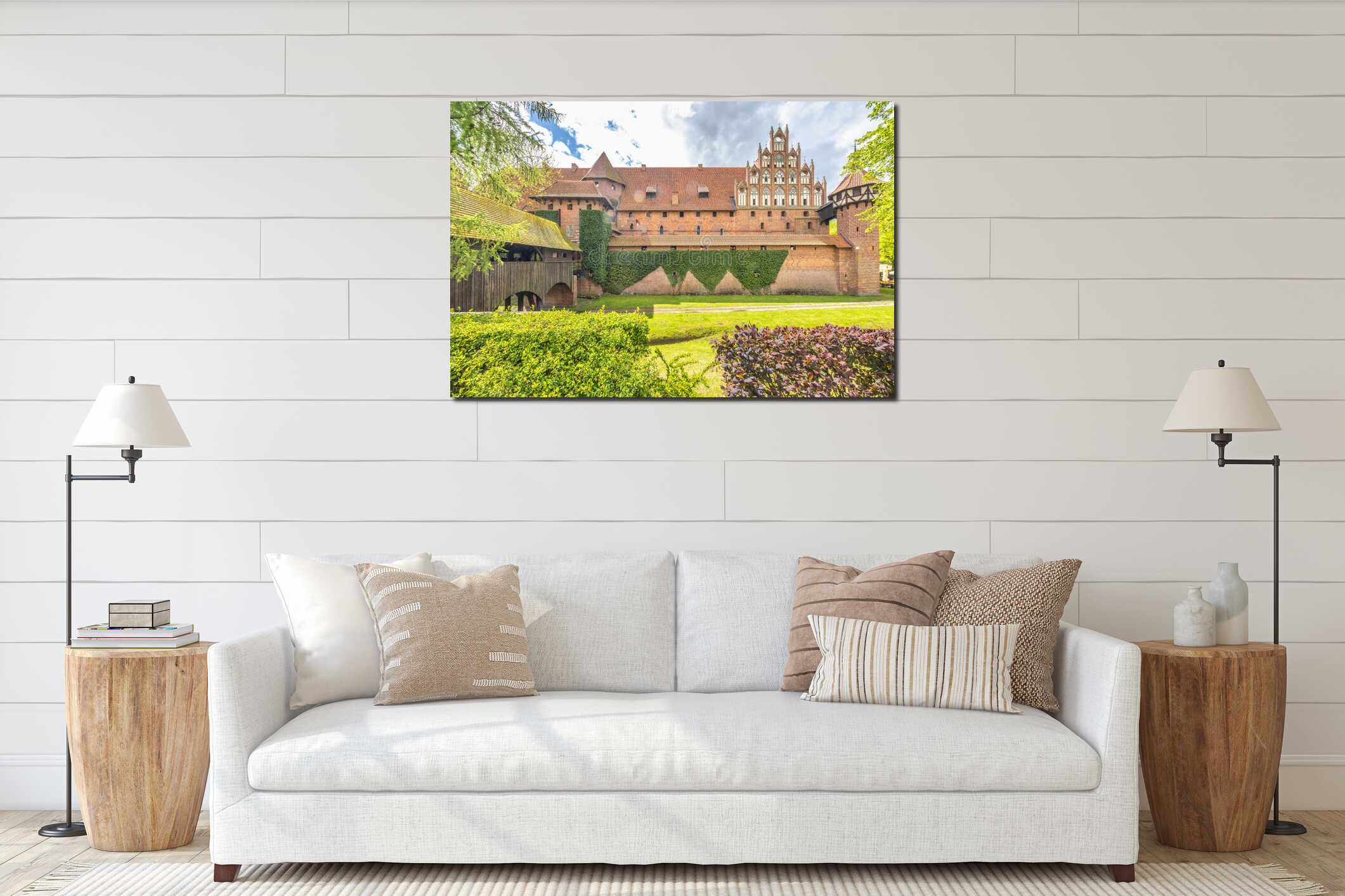 The Malbork Castle, a brick Gothic castle in northern Poland, Europe. Majestic brick castle with fortified walls and a interior mockup
