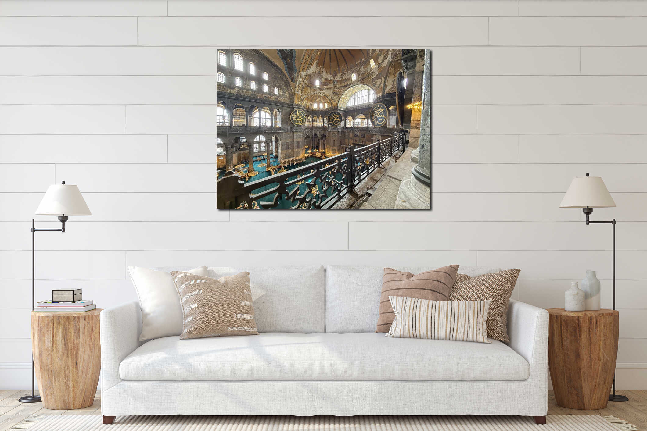 Hagia Sophia Grand Mosque interior in Istanbul, Turkey interior mockup