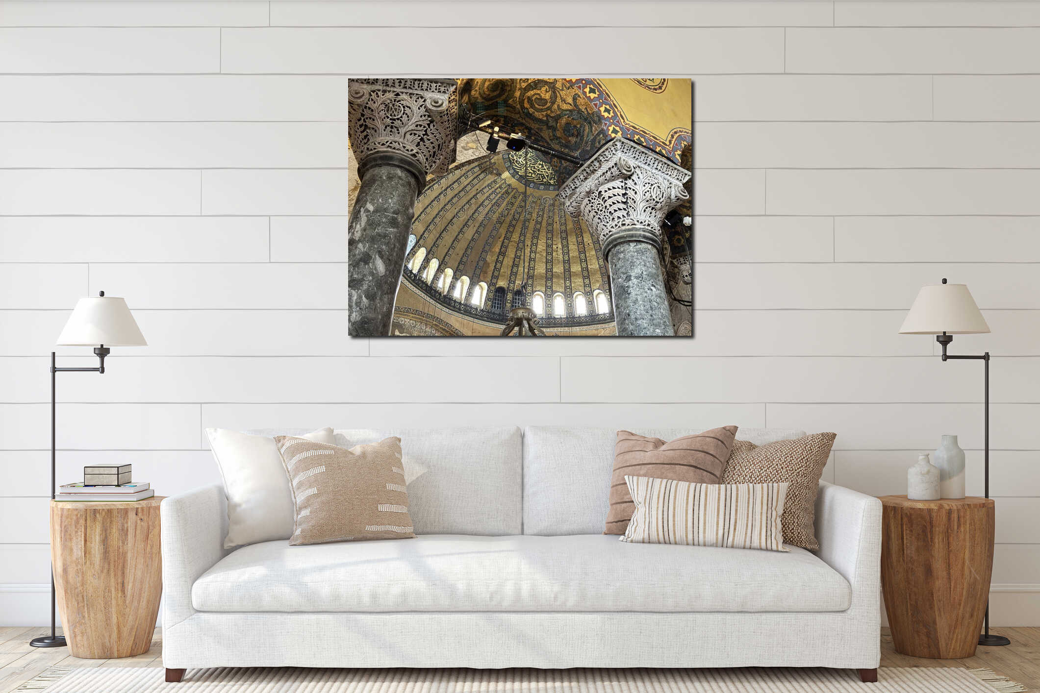 Hagia Sophia Grand Mosque interior in Istanbul, Turkey interior mockup
