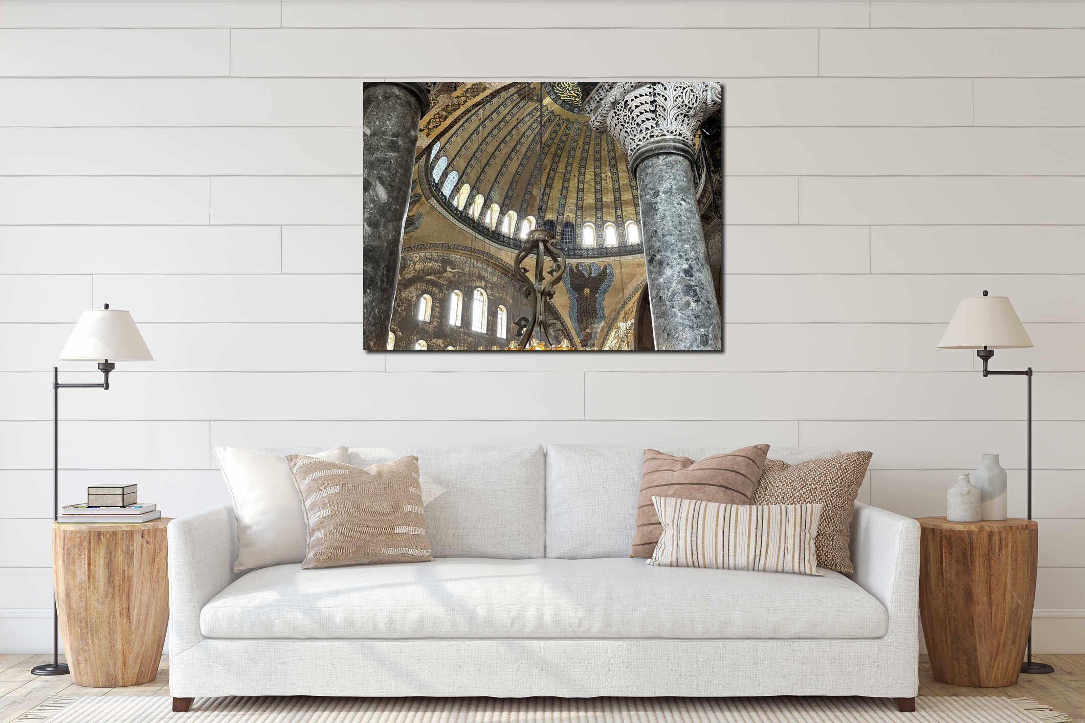 Hagia Sophia Grand Mosque interior in Istanbul, Turkey interior mockup