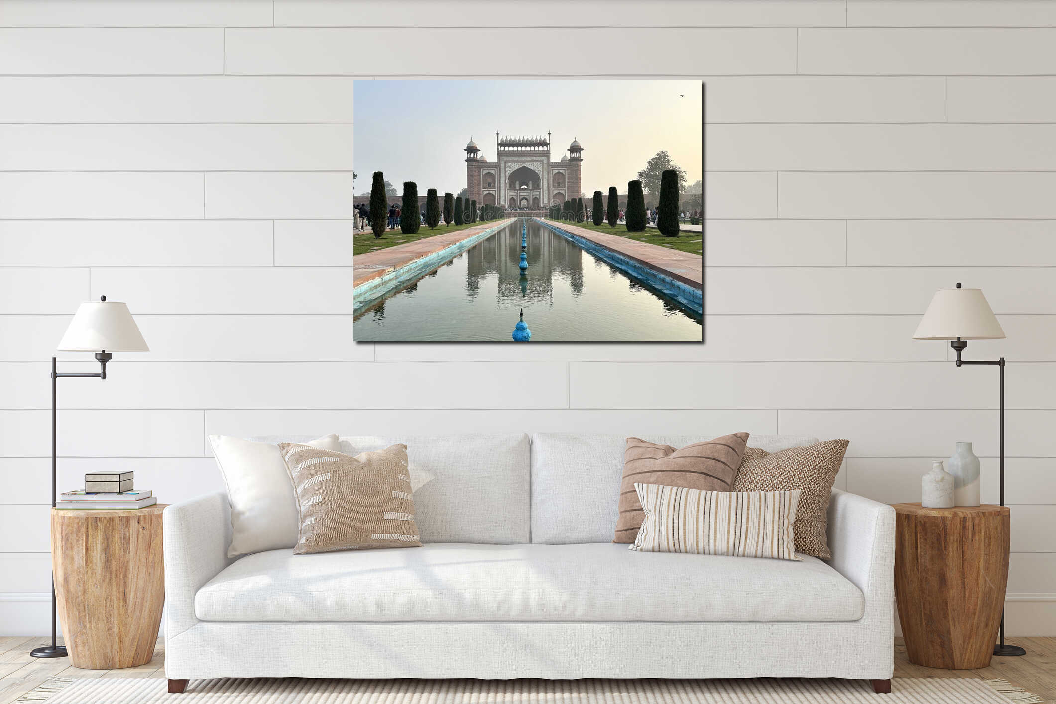 the grand main entrance gate of the Taj Mahal complex in Agra, India, known as the Darwaza-i-rauza. interior mockup