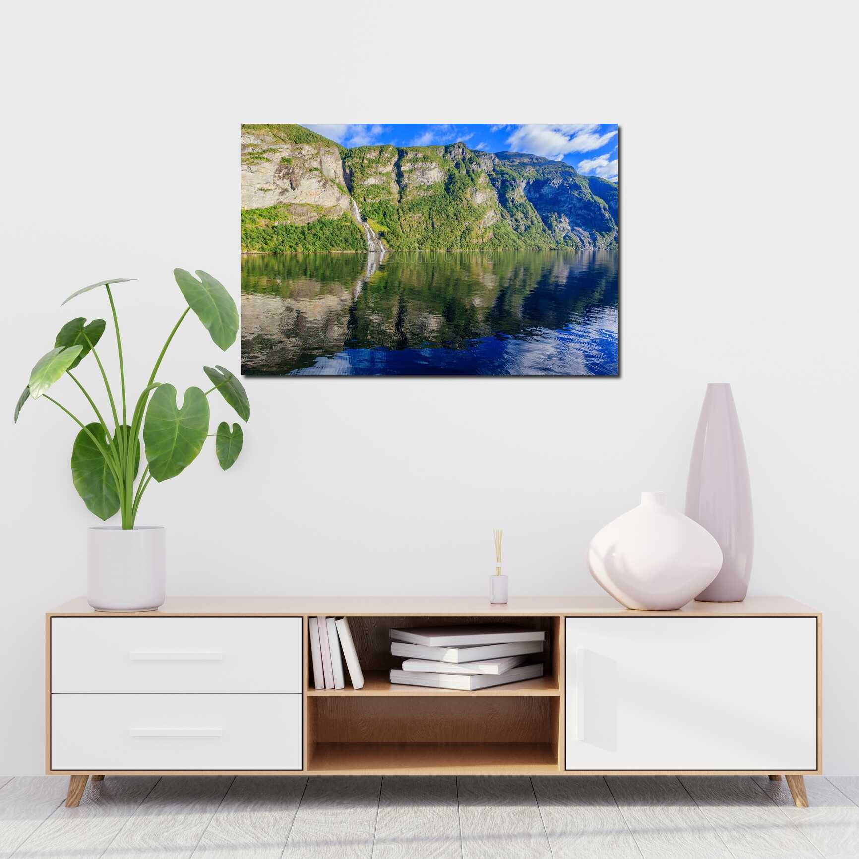 Canvas above sofa for size context