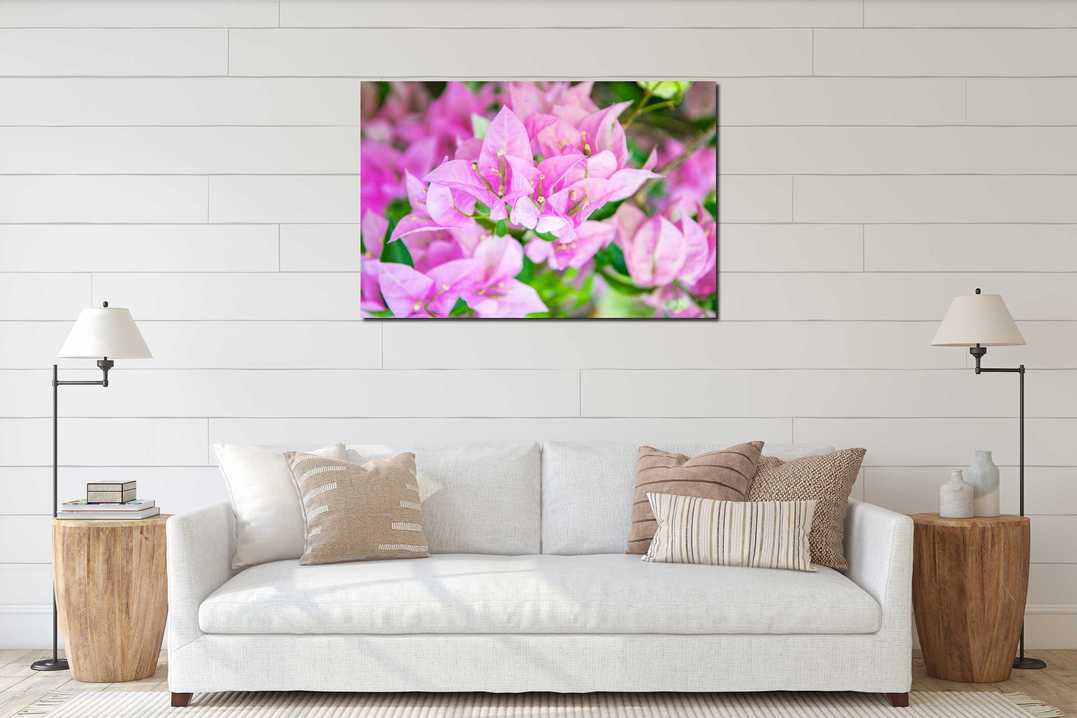 Vibrant Pink Bougainvillea Closeup interior mockup